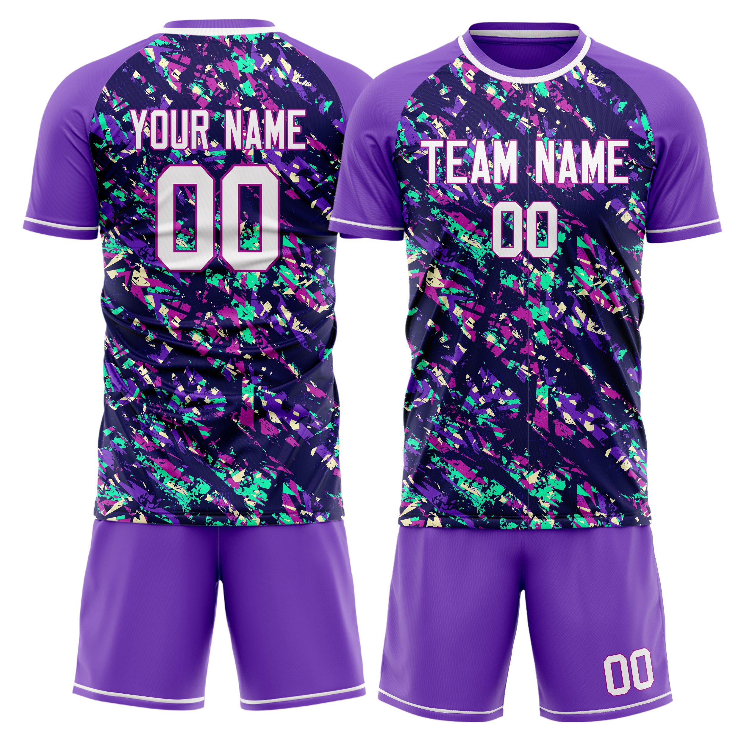 Custom Purple White Pattern Soccer Jersey
