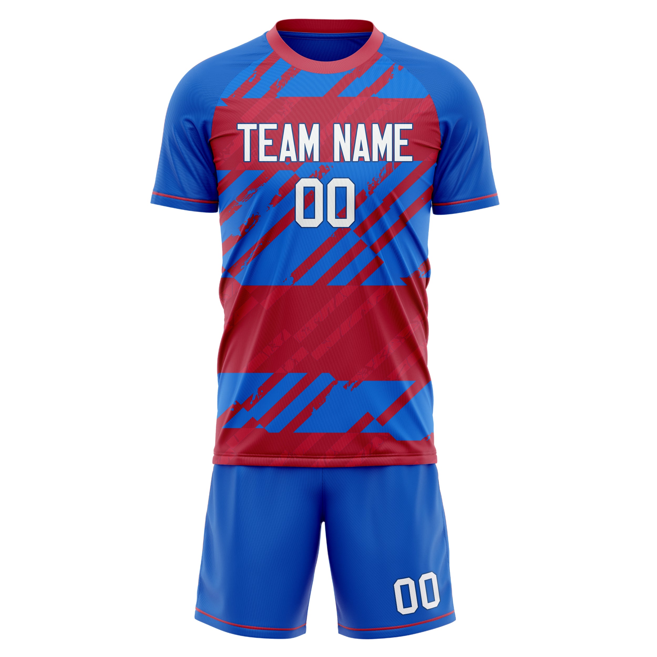 Custom Royal Red Pattern Soccer Jersey