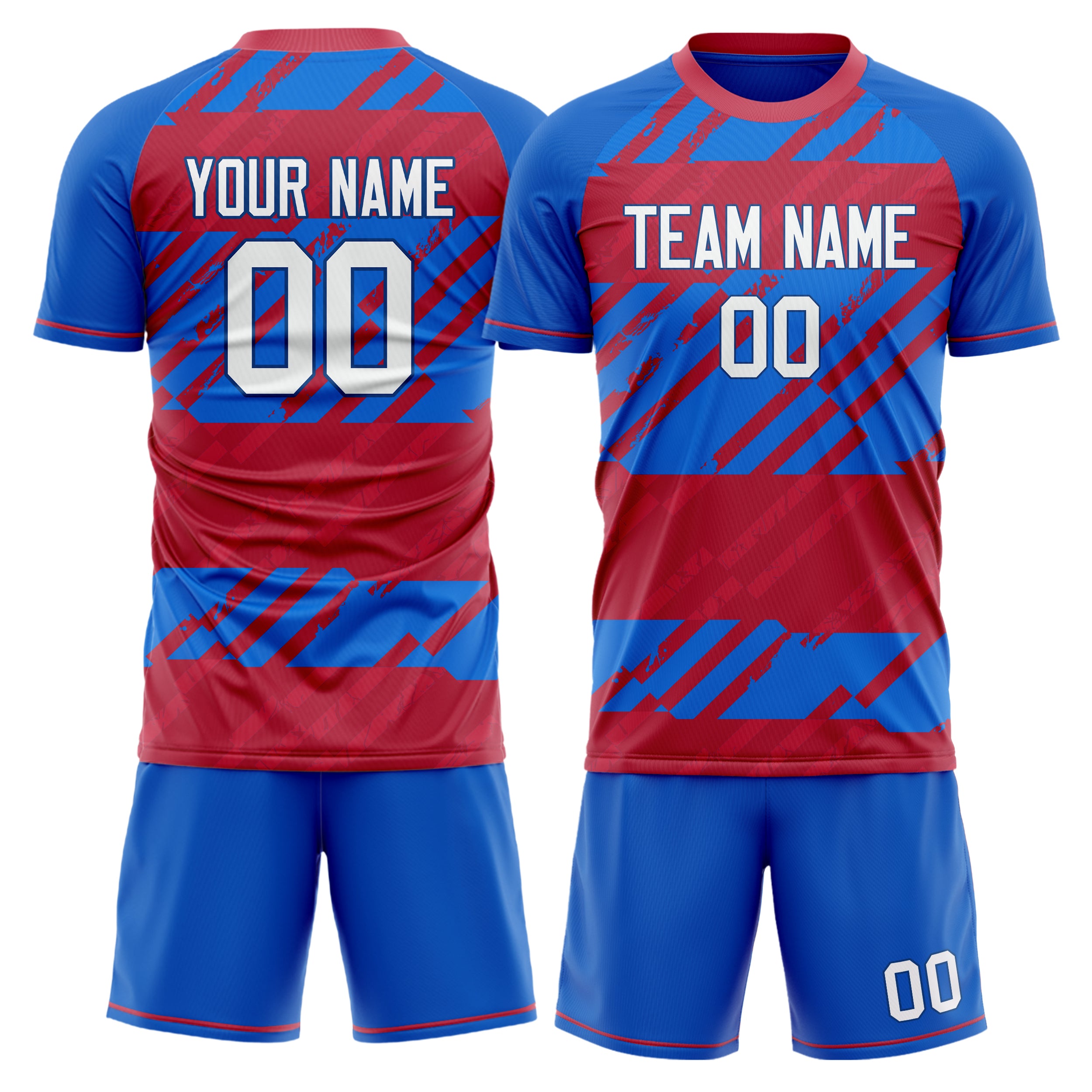 Custom Royal Red Pattern Soccer Jersey