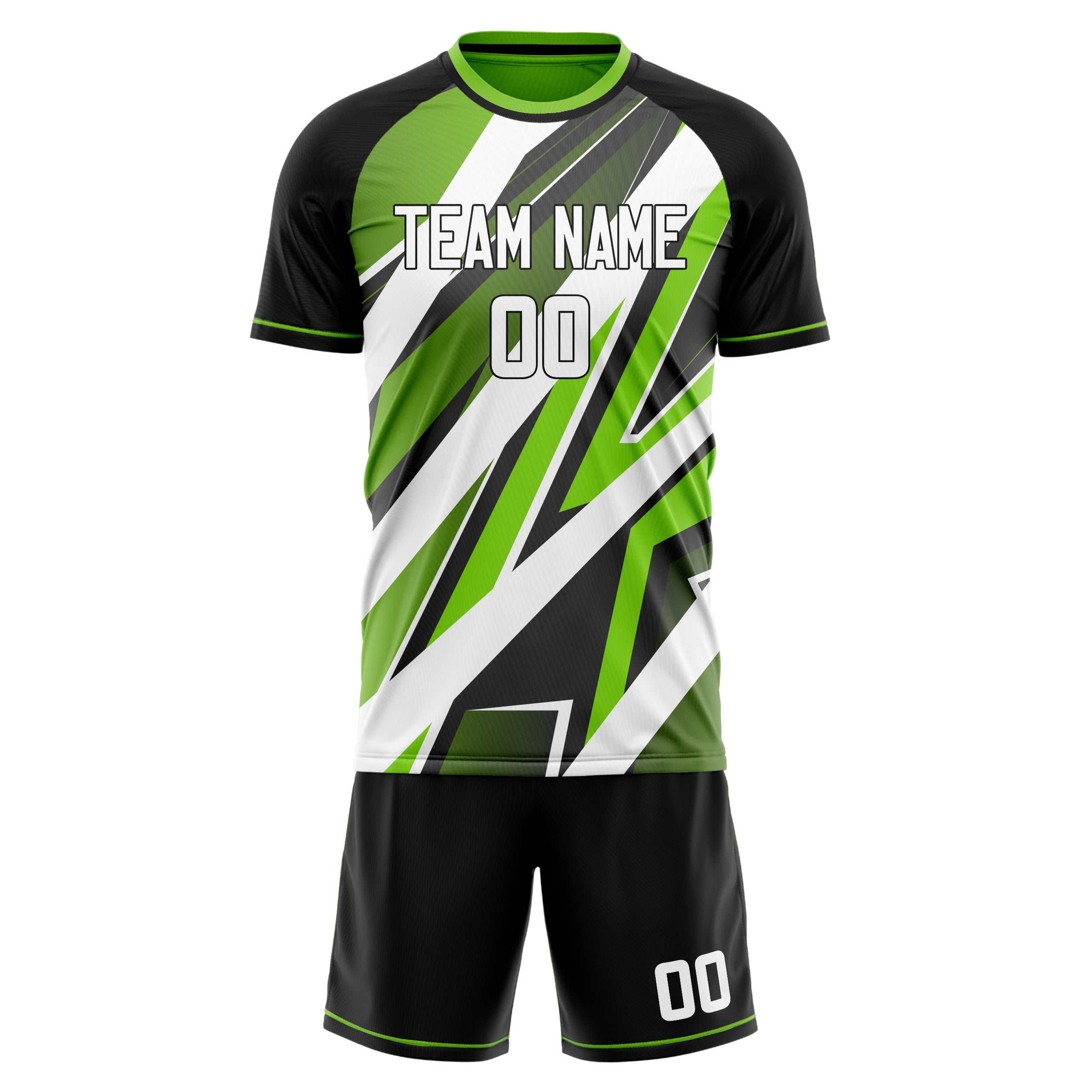 Custom White Green Pattern Soccer Jersey