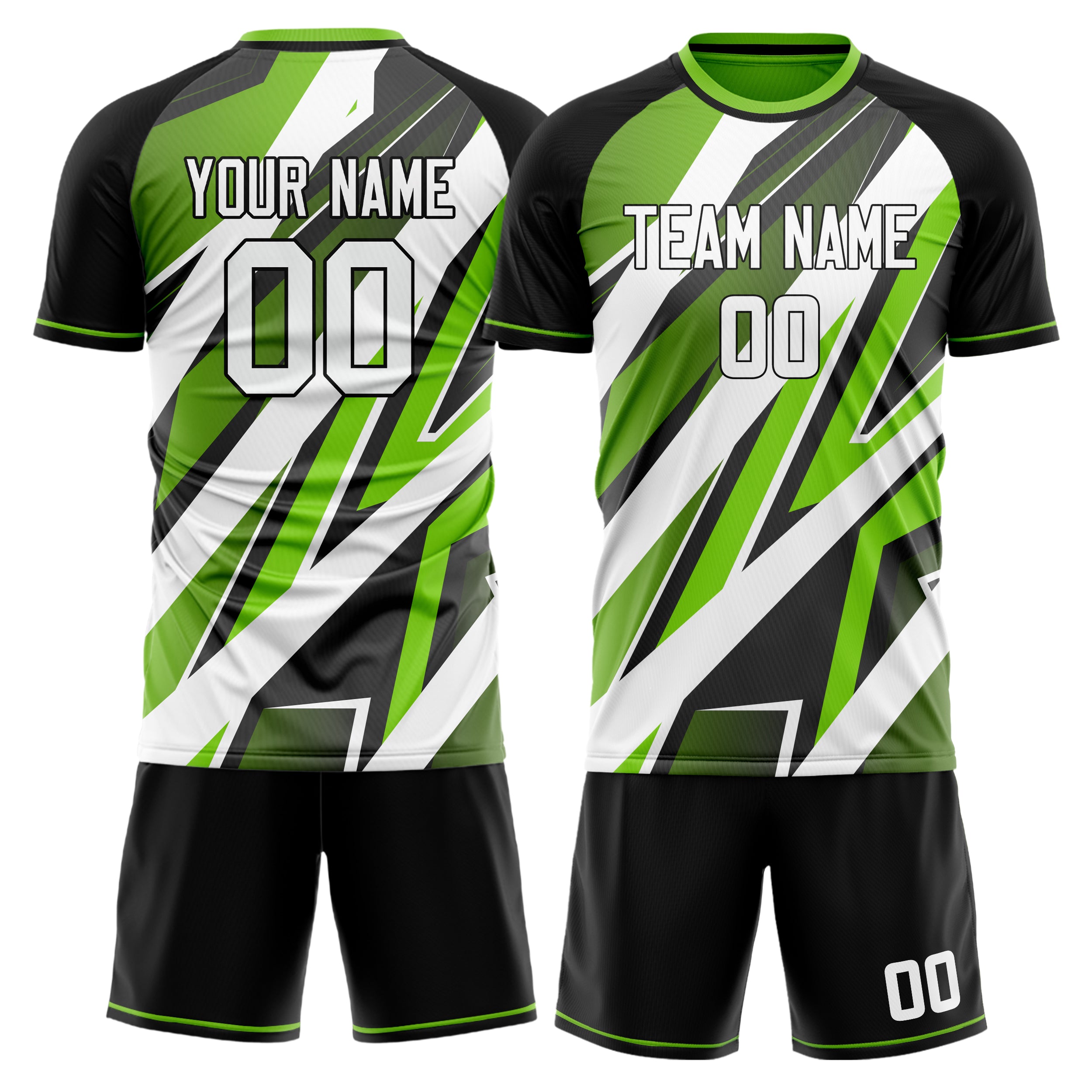 Custom White Green Pattern Soccer Jersey