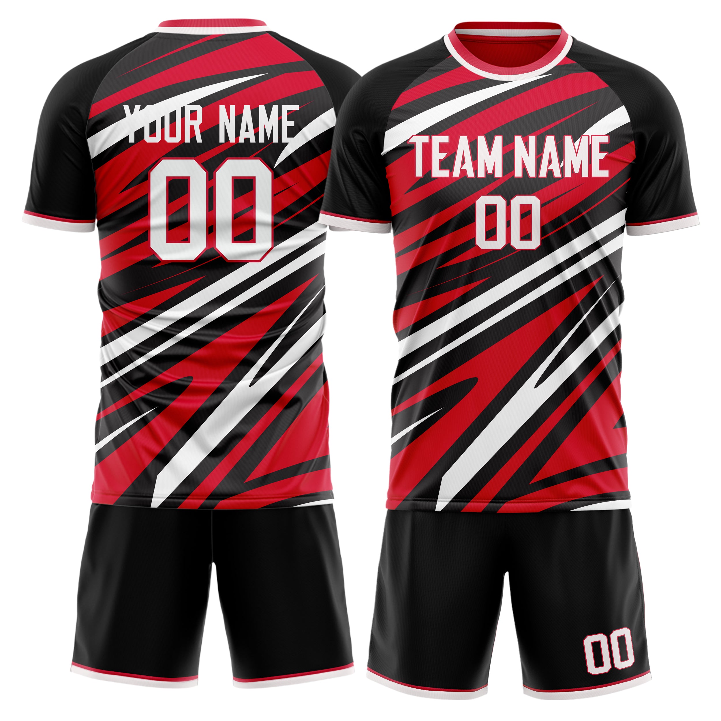 Custom Red White Pattern Soccer Jersey