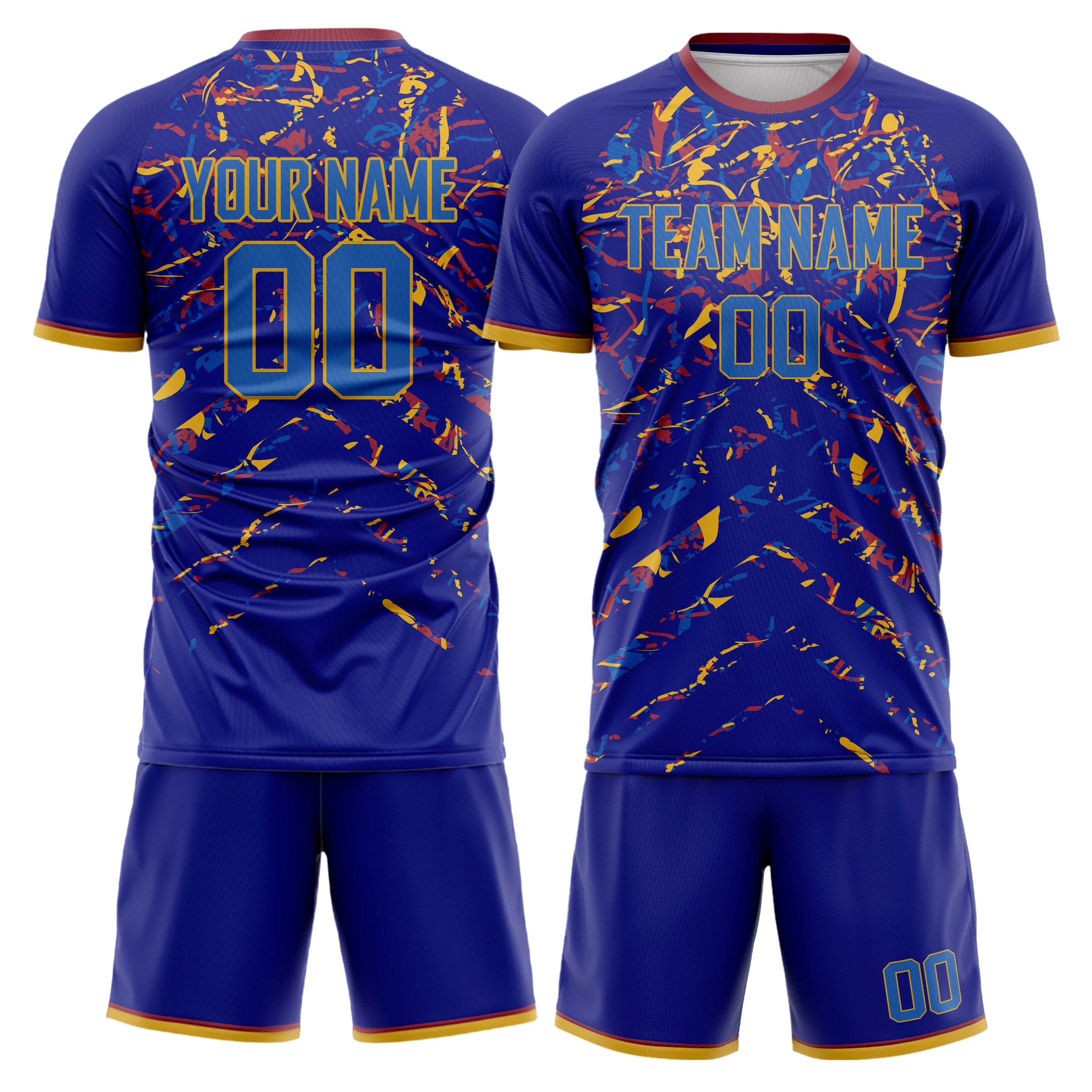 Custom Purple Blue Pattern Soccer Jersey