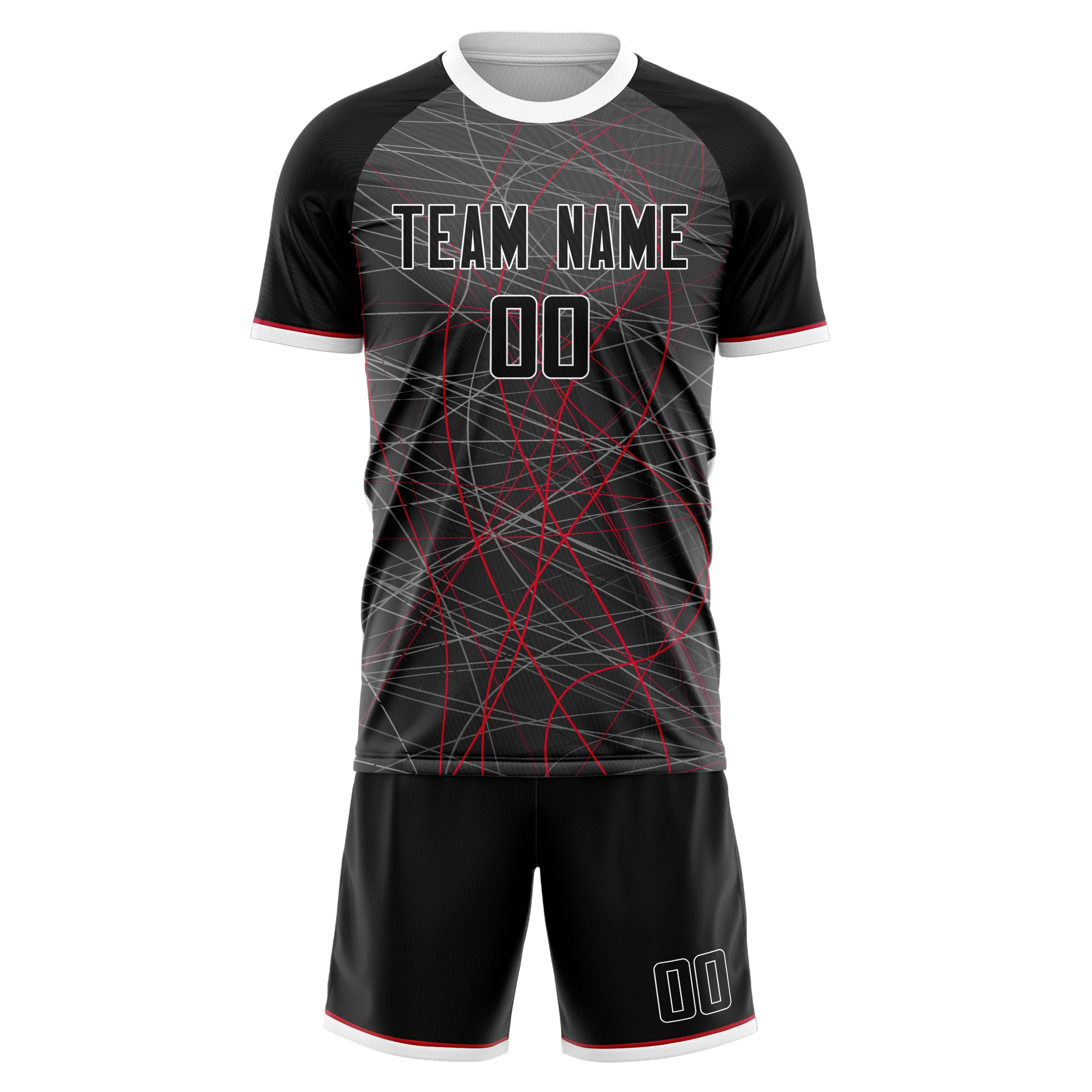 Custom Gray Black Pattern Soccer Jersey