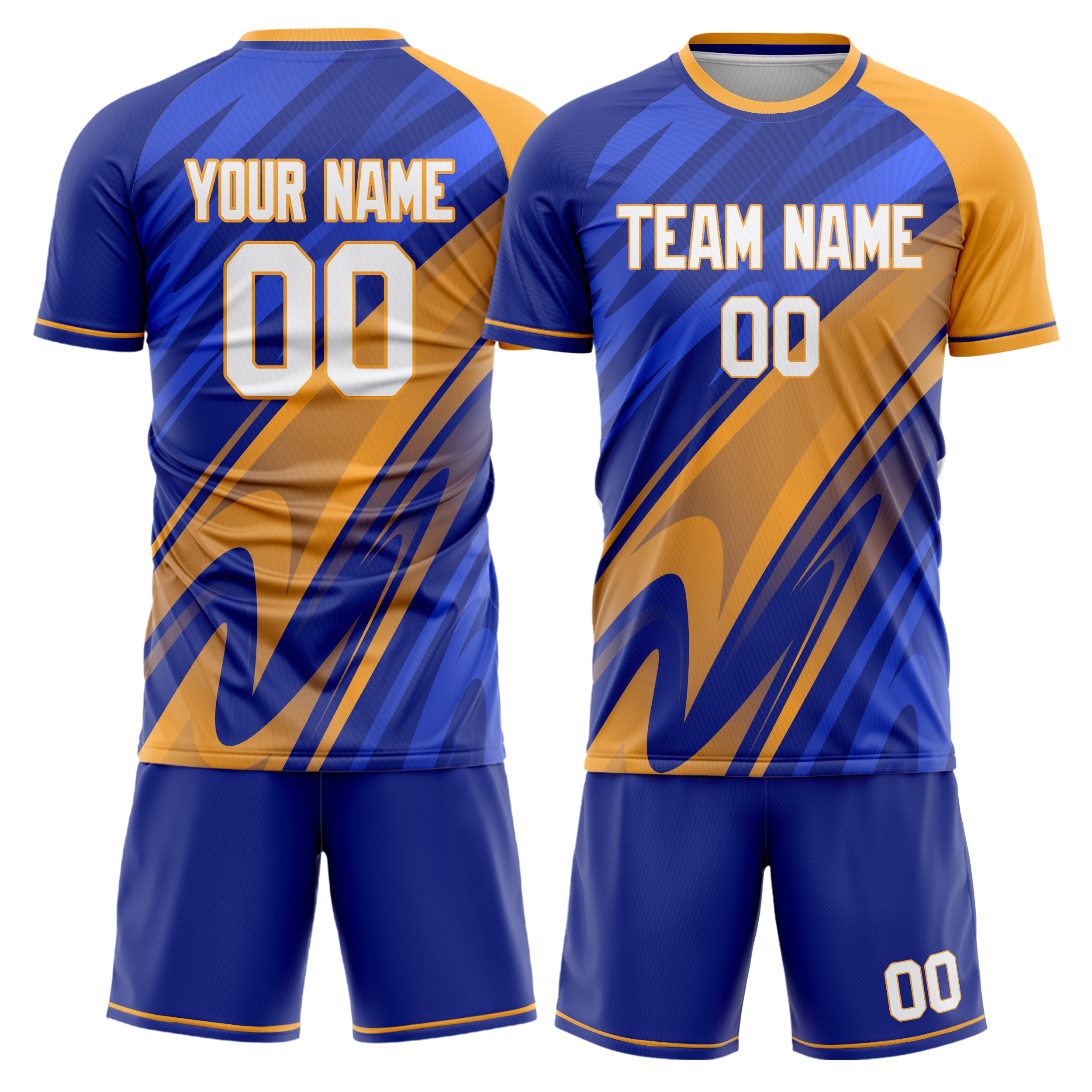 Custom Blue Orange Pattern Soccer Jersey
