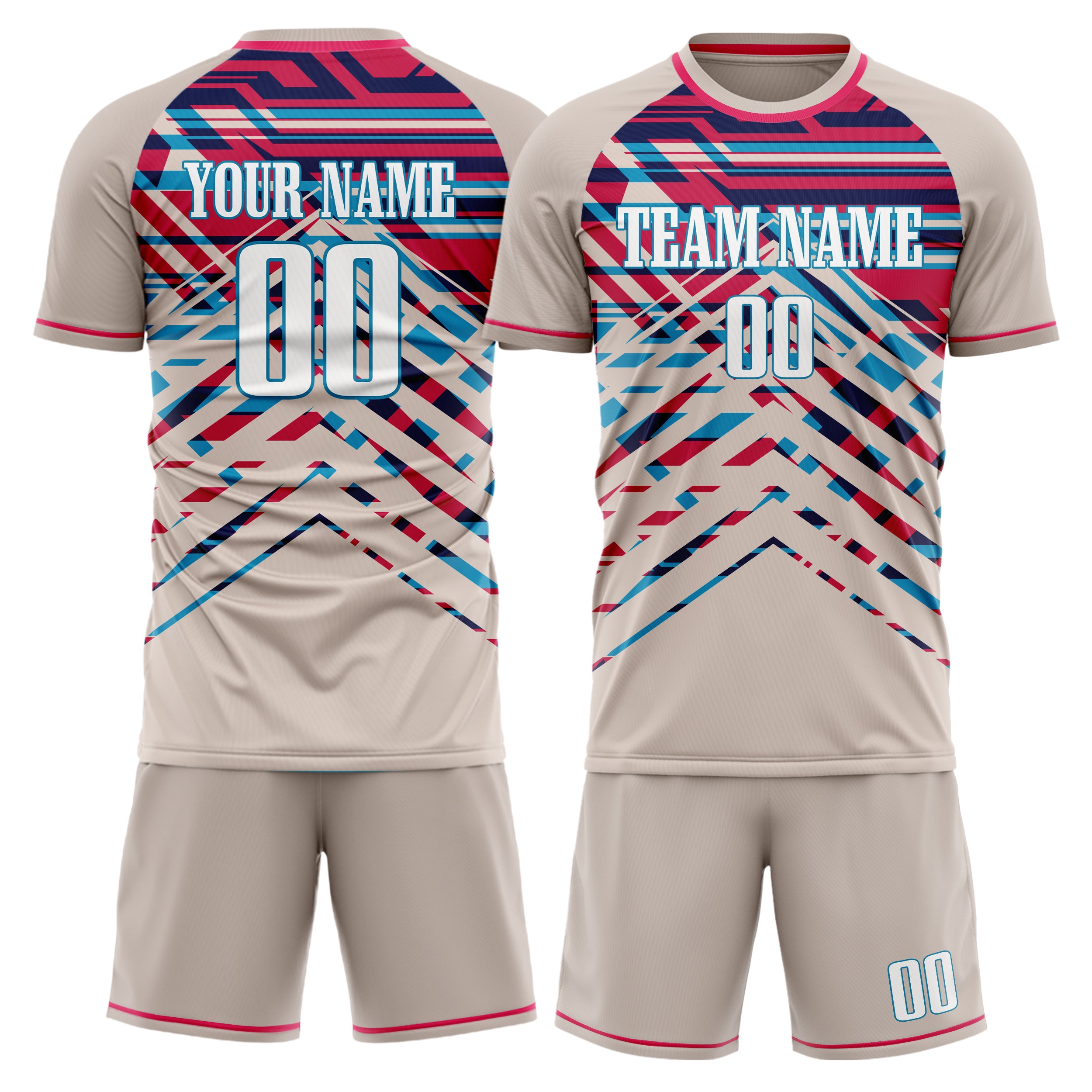 Custom Cream Pink Pattern Soccer Jersey