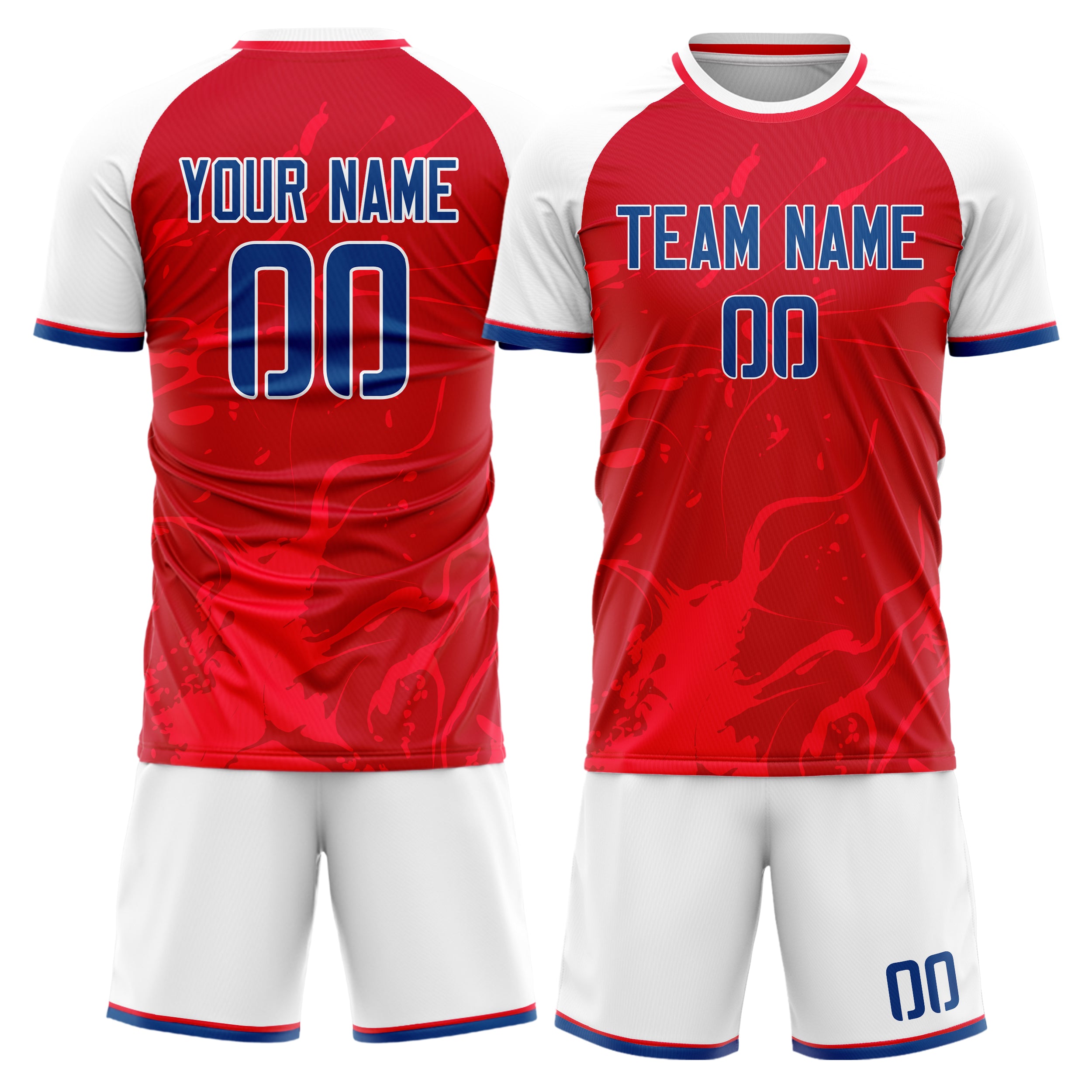 Custom Red White Pattern Soccer Jersey