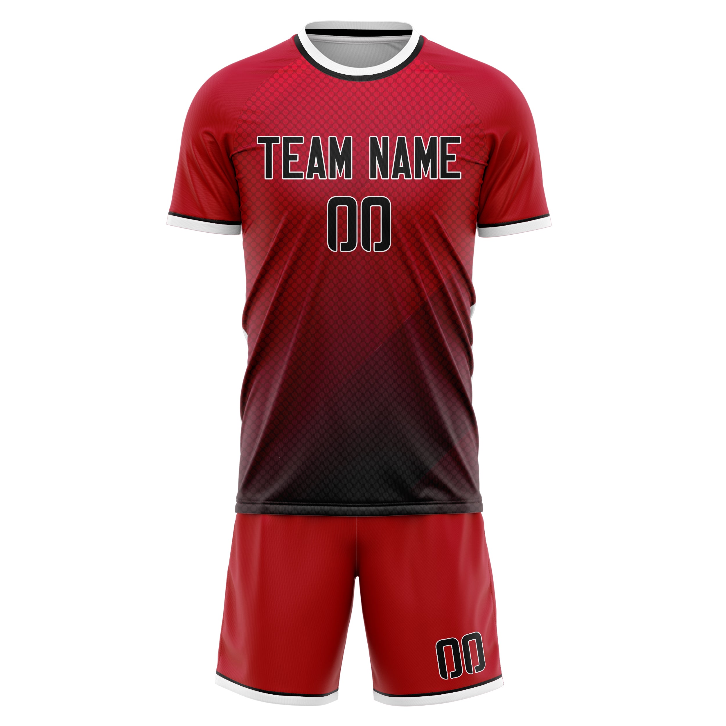 Custom Red Black Pattern Soccer Jersey