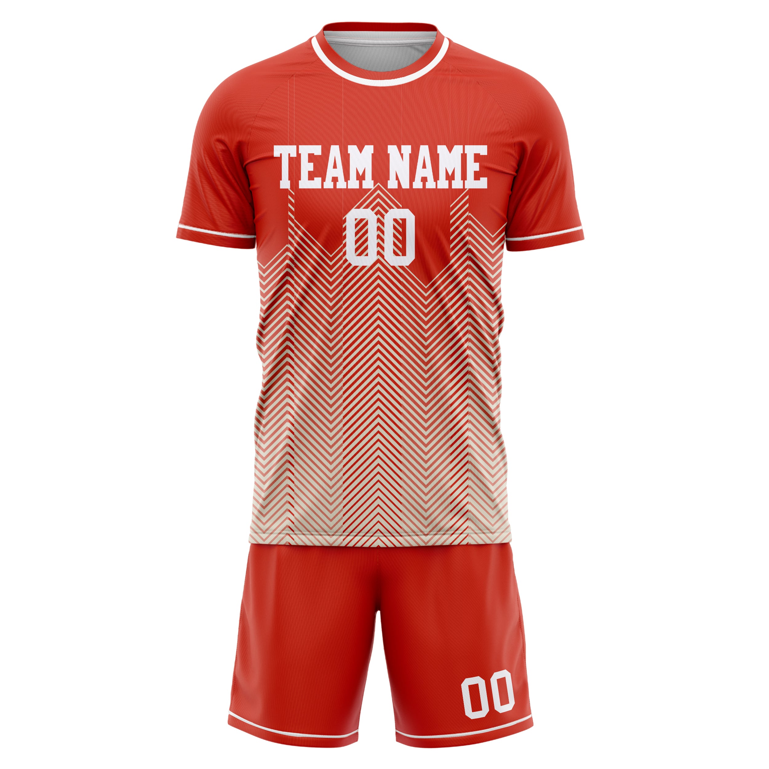 Custom Red Cream Pattern Soccer Jersey