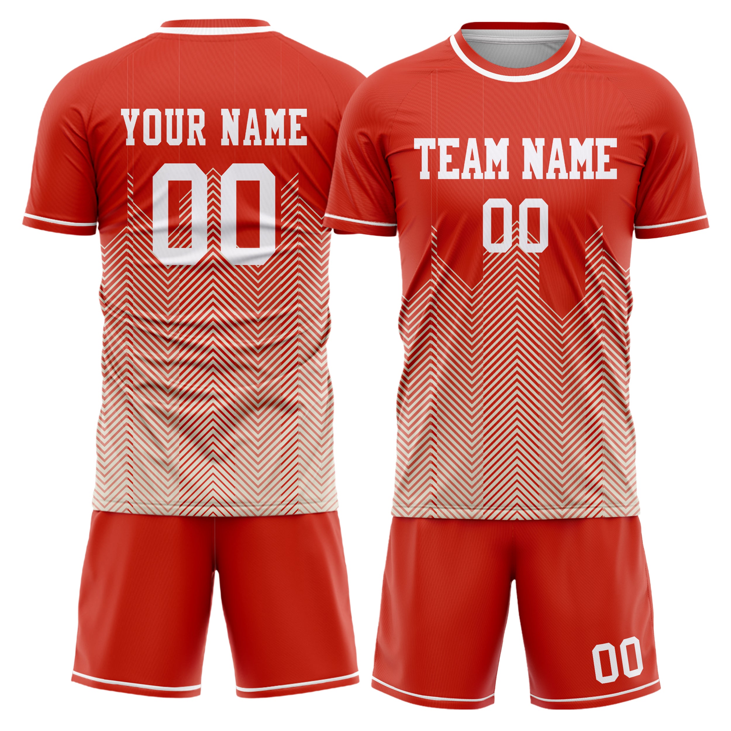 Custom Red Cream Pattern Soccer Jersey