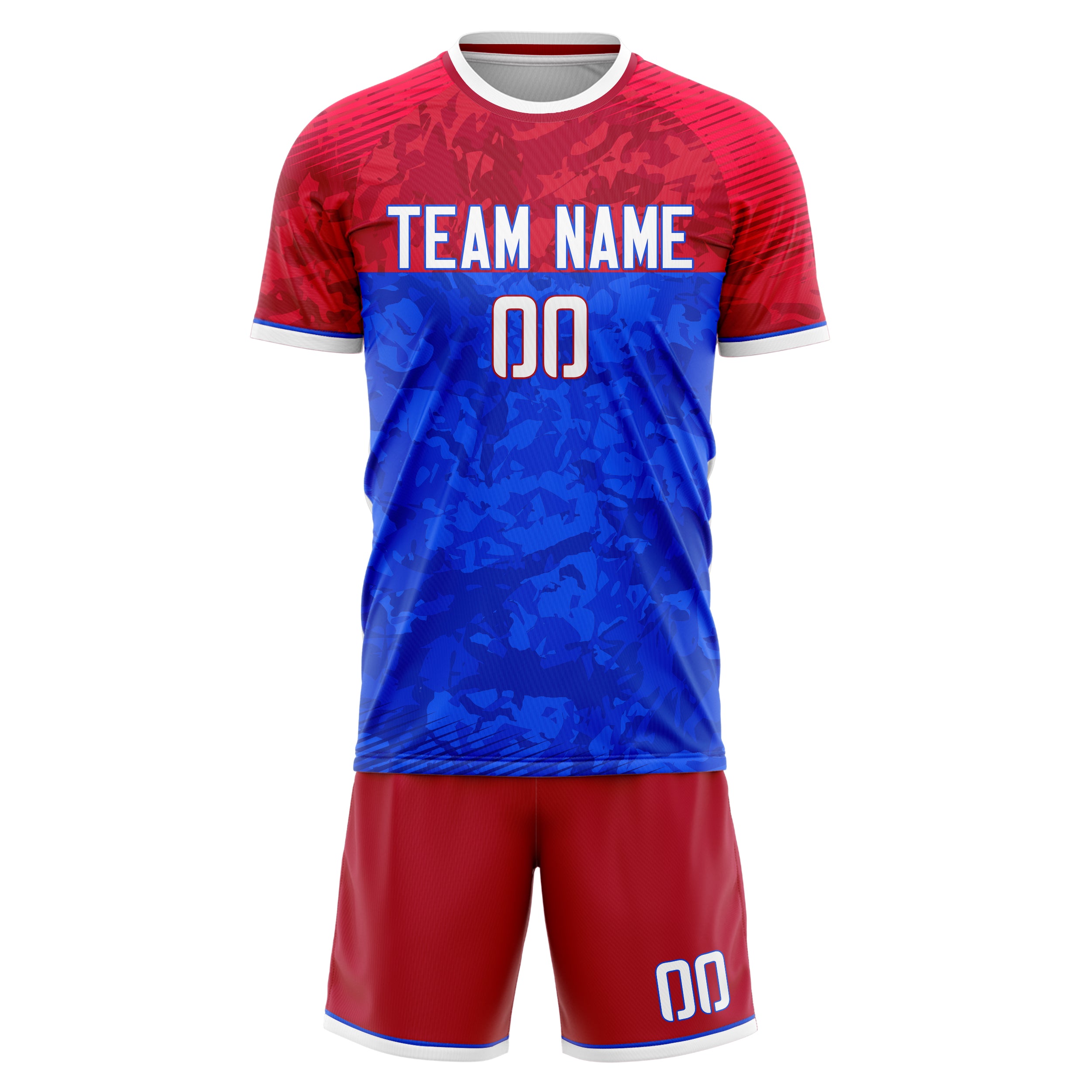 Custom Royal Red Pattern Soccer Jersey
