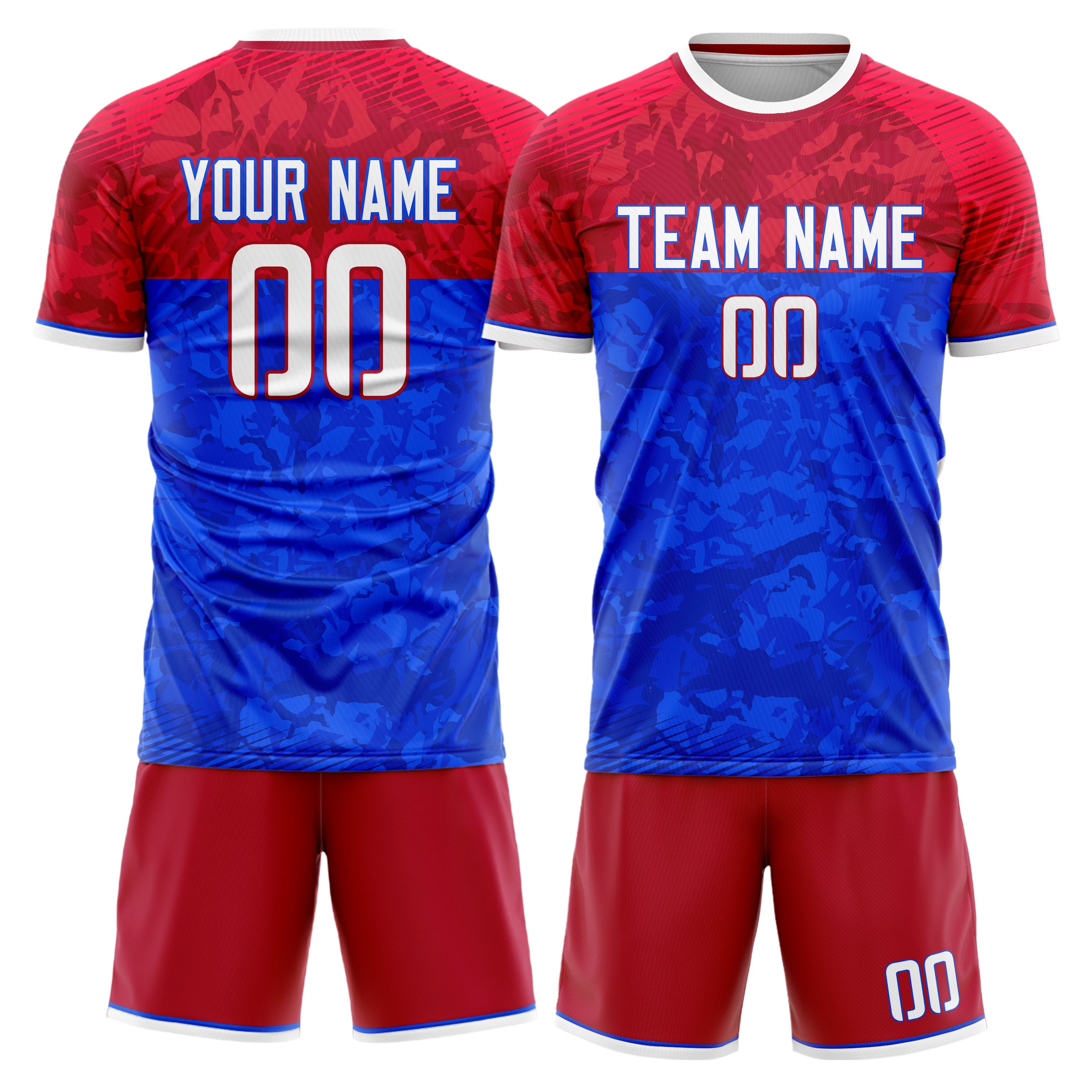 Custom Royal Red Pattern Soccer Jersey