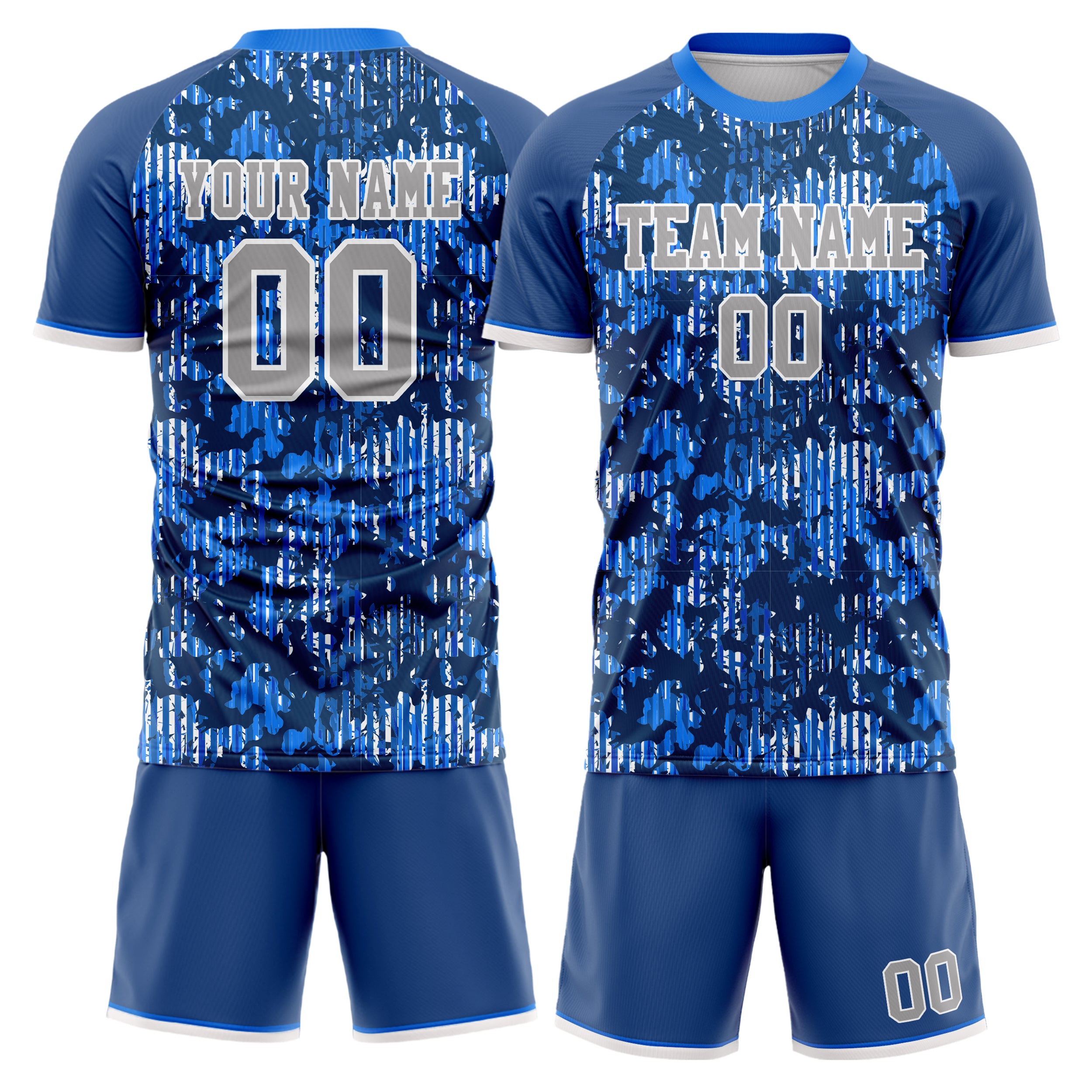 Custom Navy White Pattern Soccer Jersey