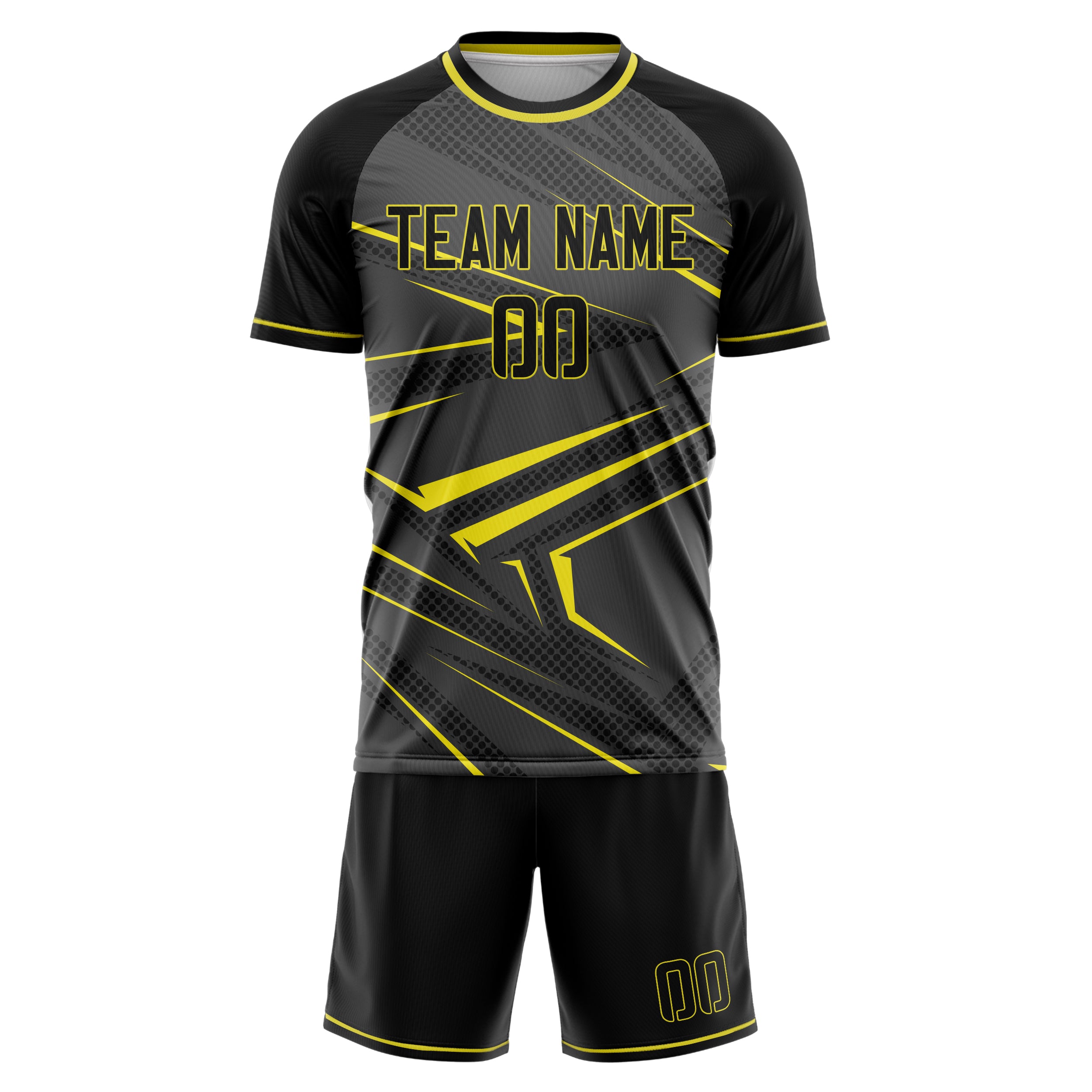 Custom Gray Yellow Pattern Soccer Jersey