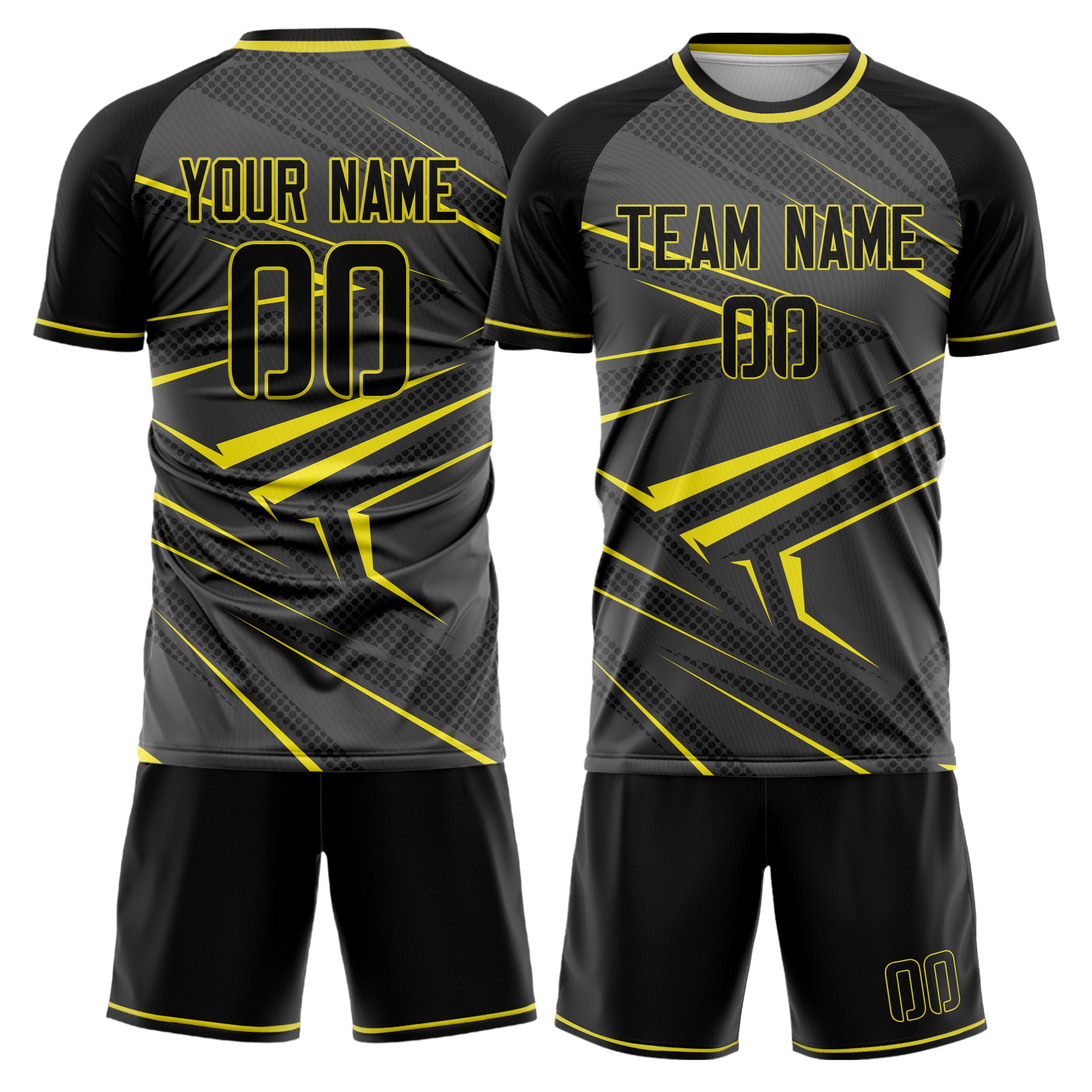 Custom Gray Yellow Pattern Soccer Jersey