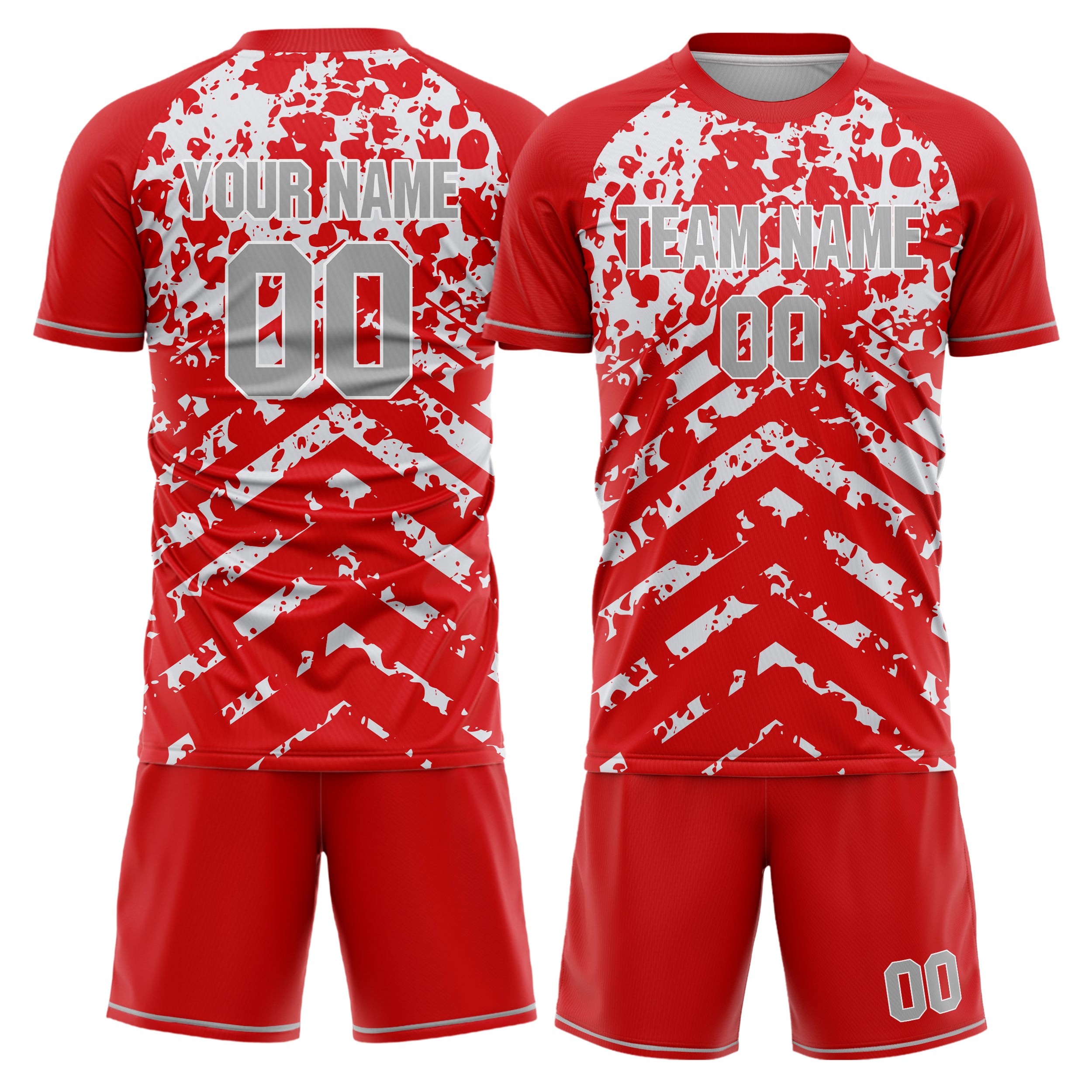 Custom Red White Pattern Soccer Jersey