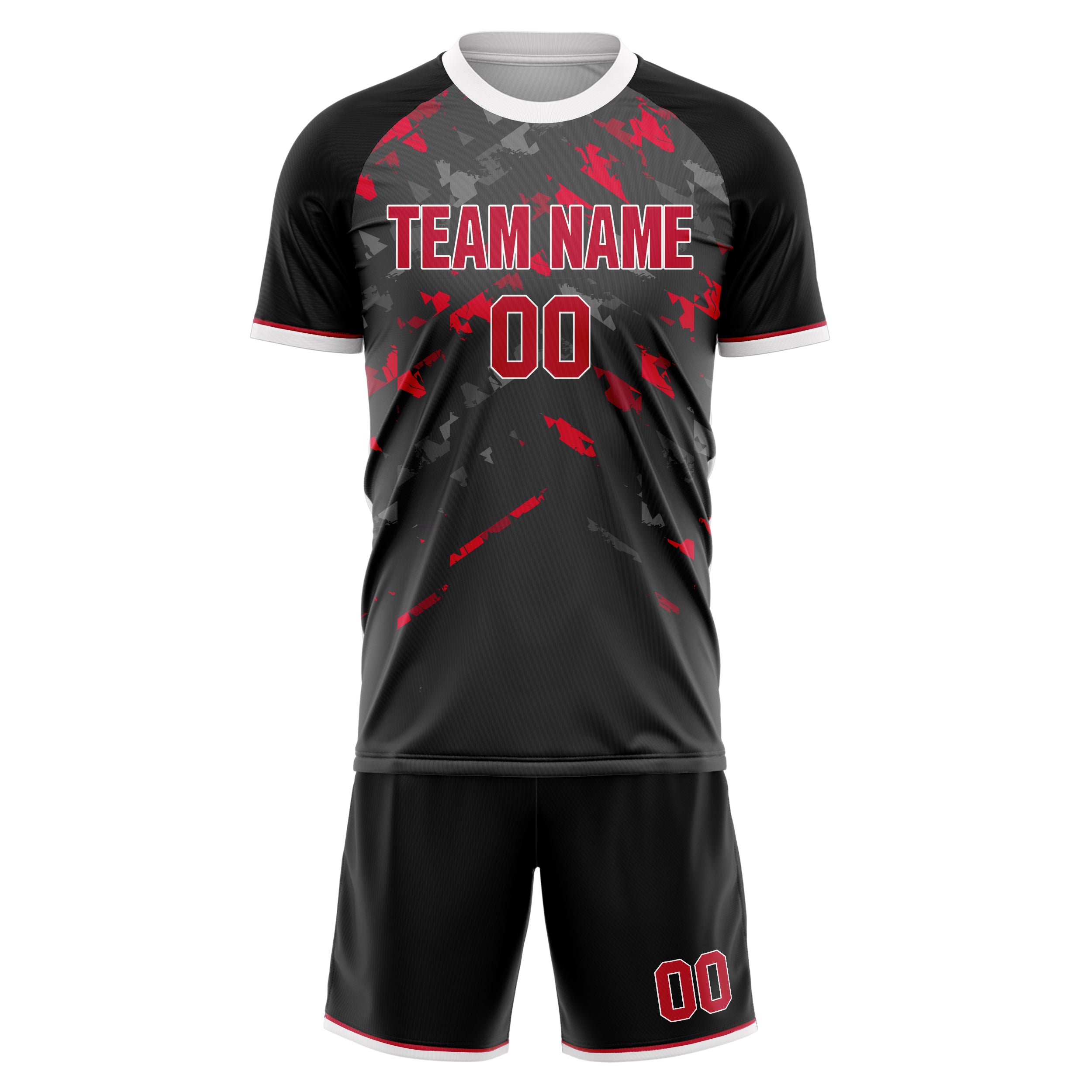 Custom Gray Red Pattern Soccer Jersey