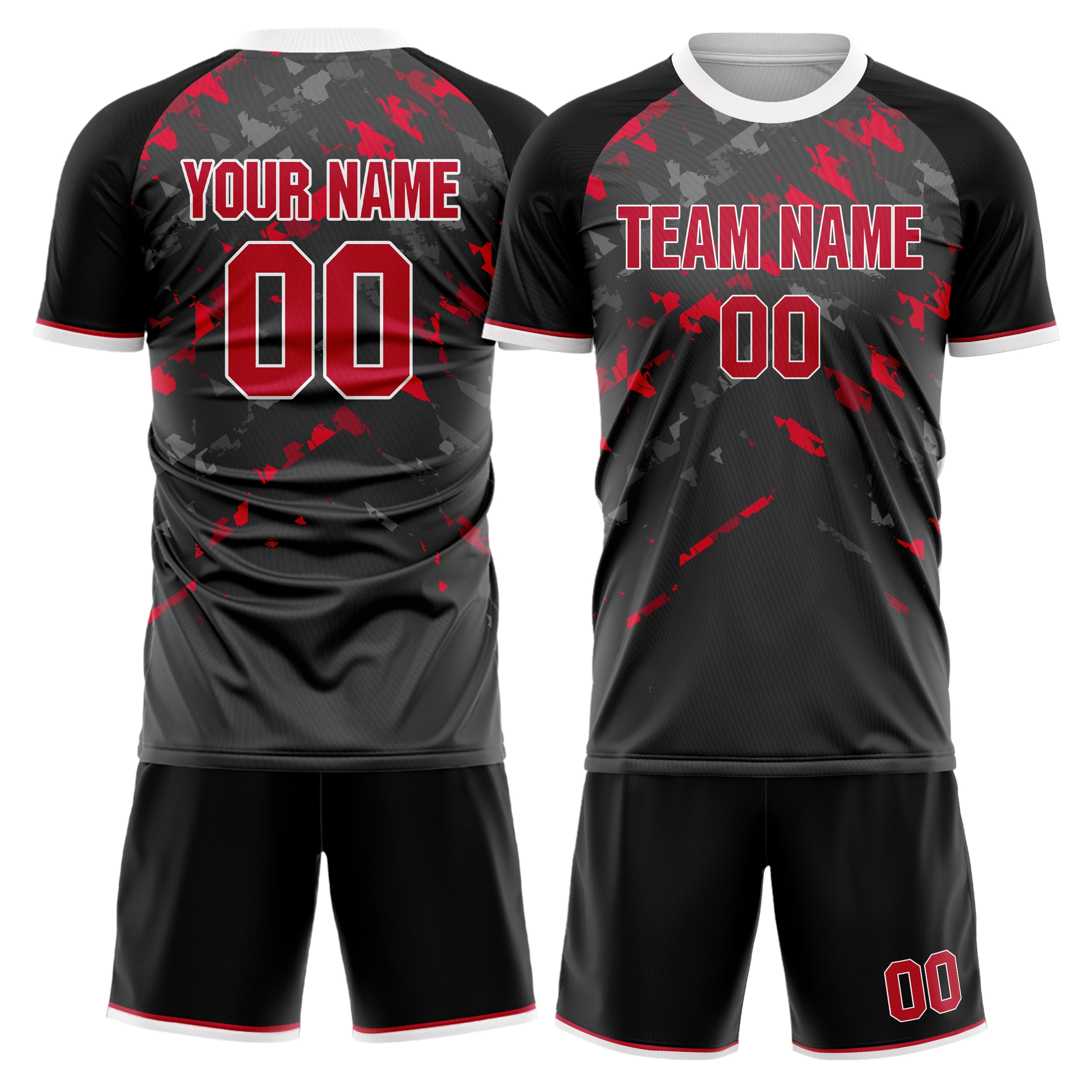 Custom Gray Red Pattern Soccer Jersey
