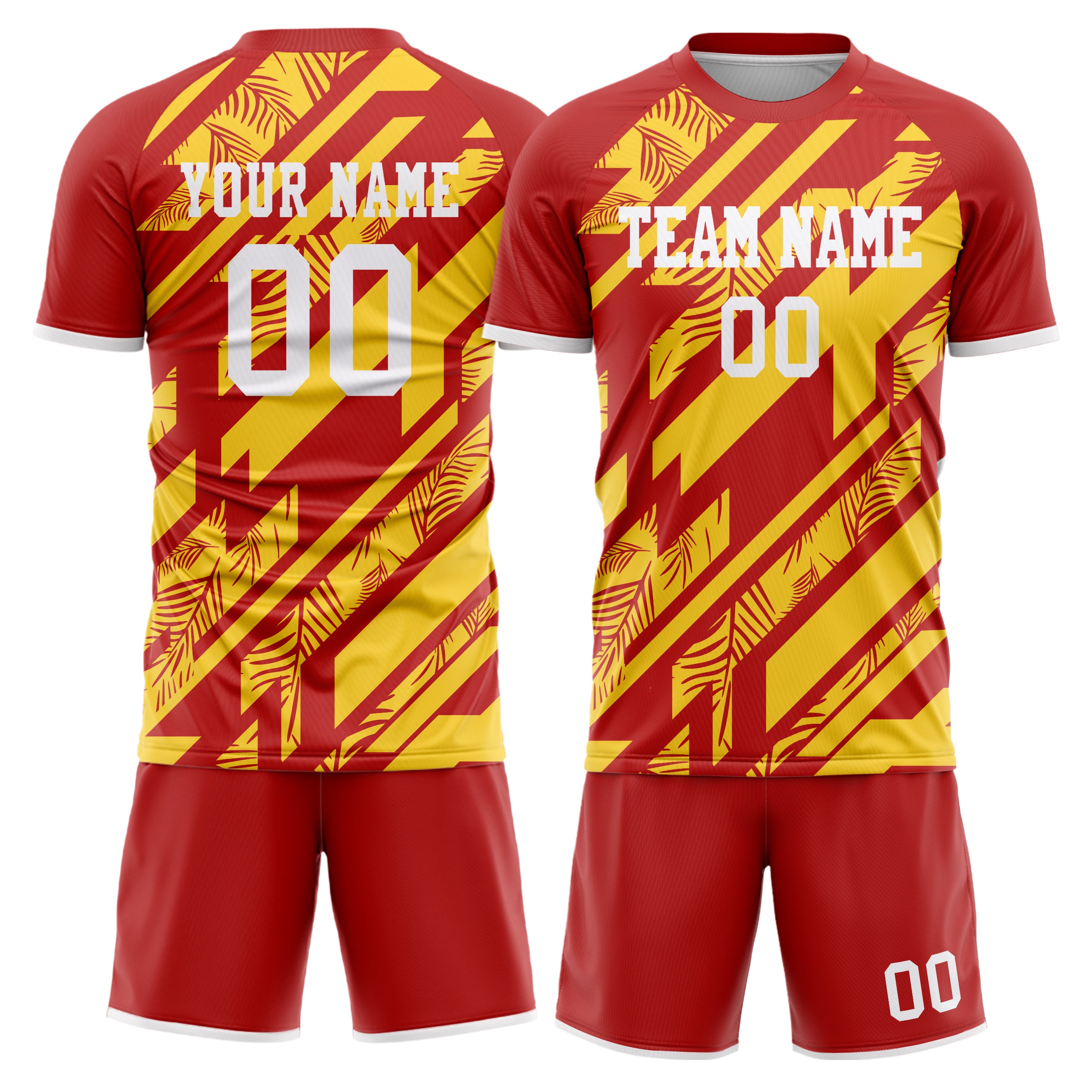 Custom Gold Red Pattern Soccer Jersey