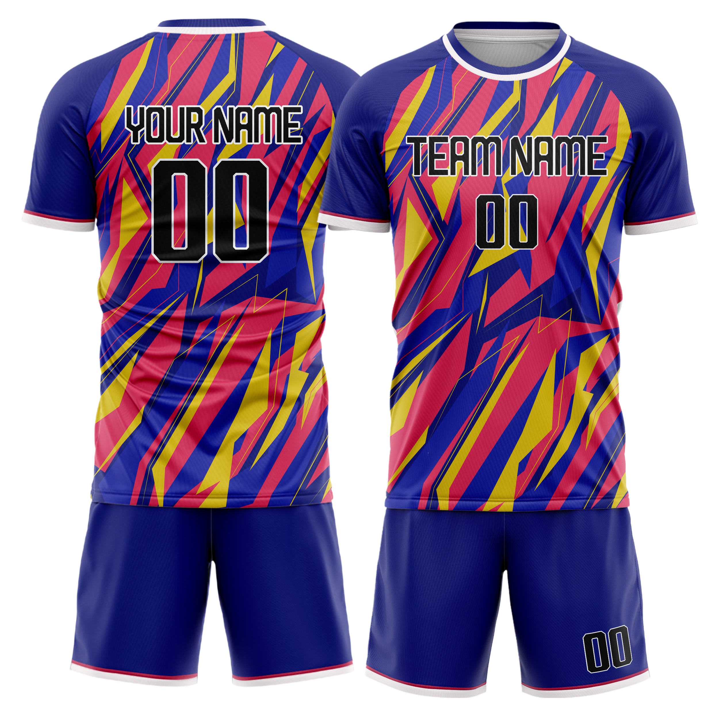 Custom Royal Pink Pattern Soccer Jersey