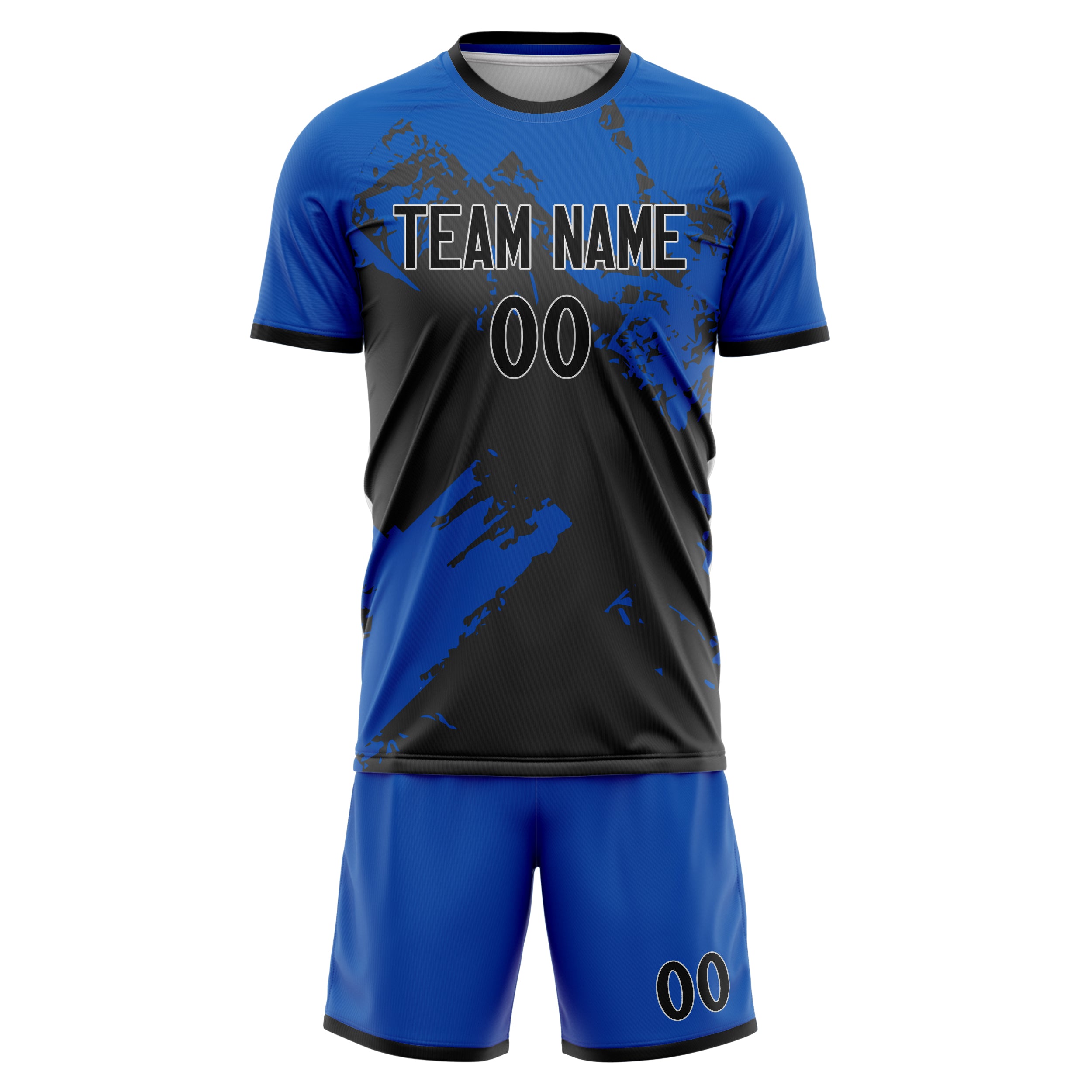 Custom Royal Black Pattern Soccer Jersey