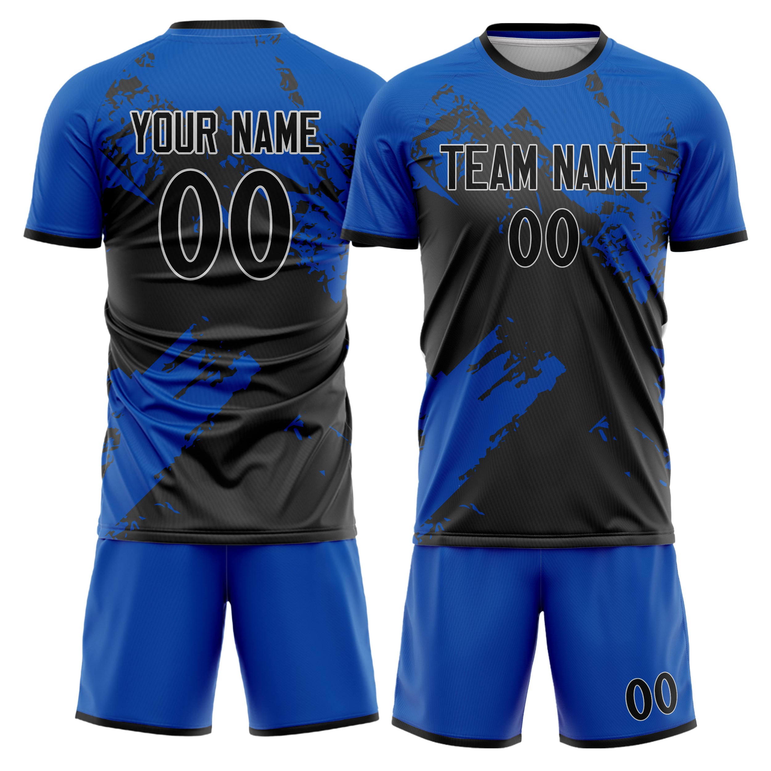 Custom Royal Black Pattern Soccer Jersey