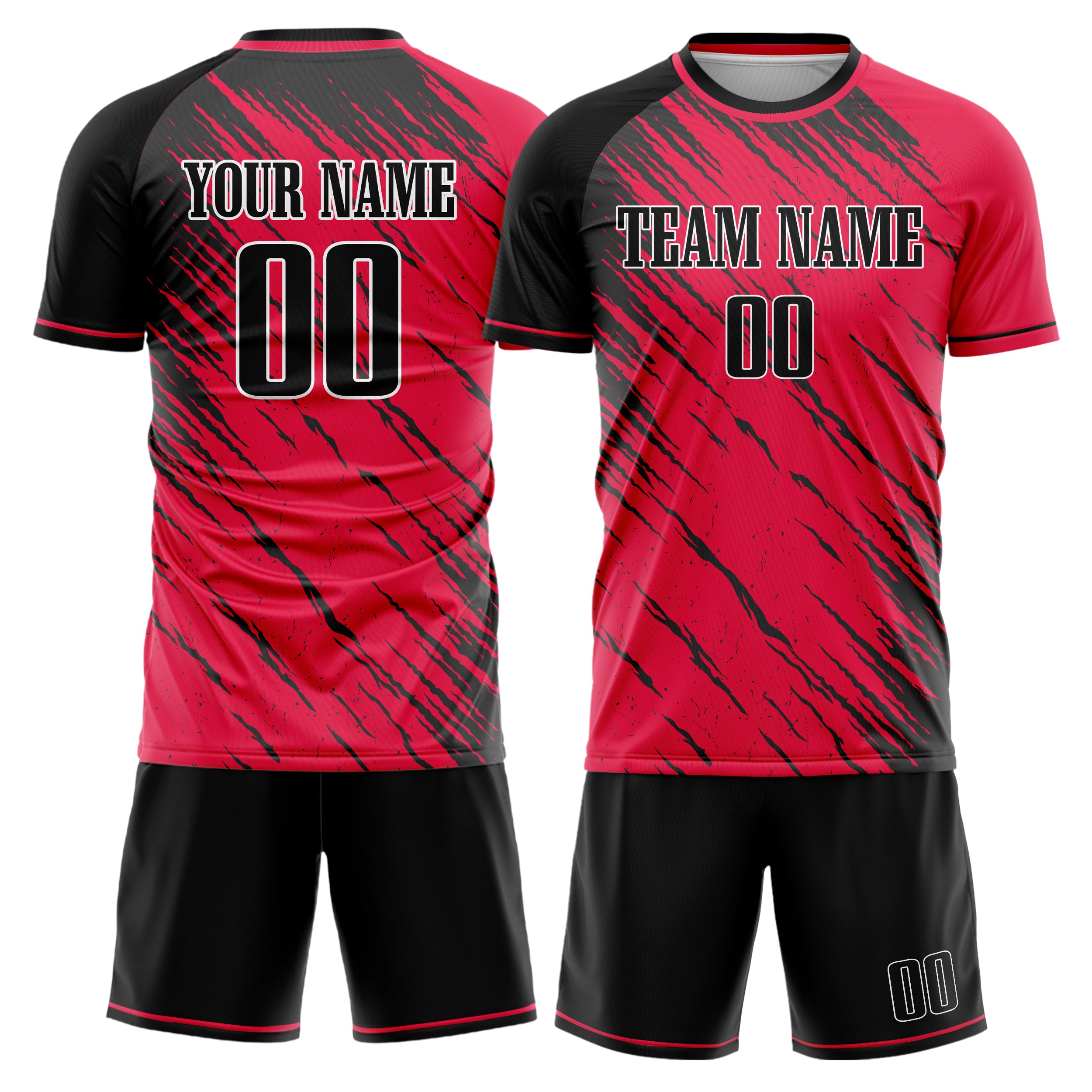 Custom Red Black Pattern Soccer Jersey