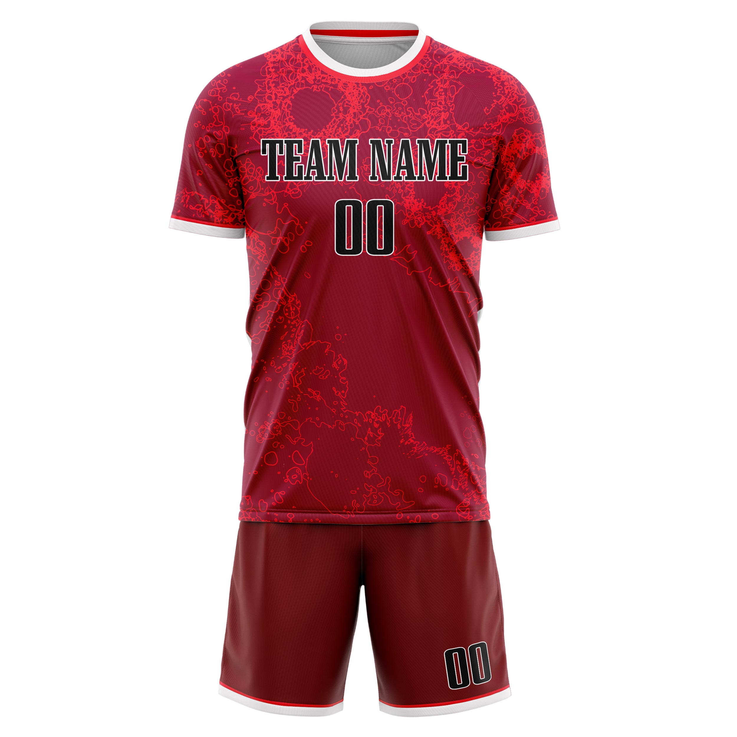 Custom Red Black Pattern Soccer Jersey
