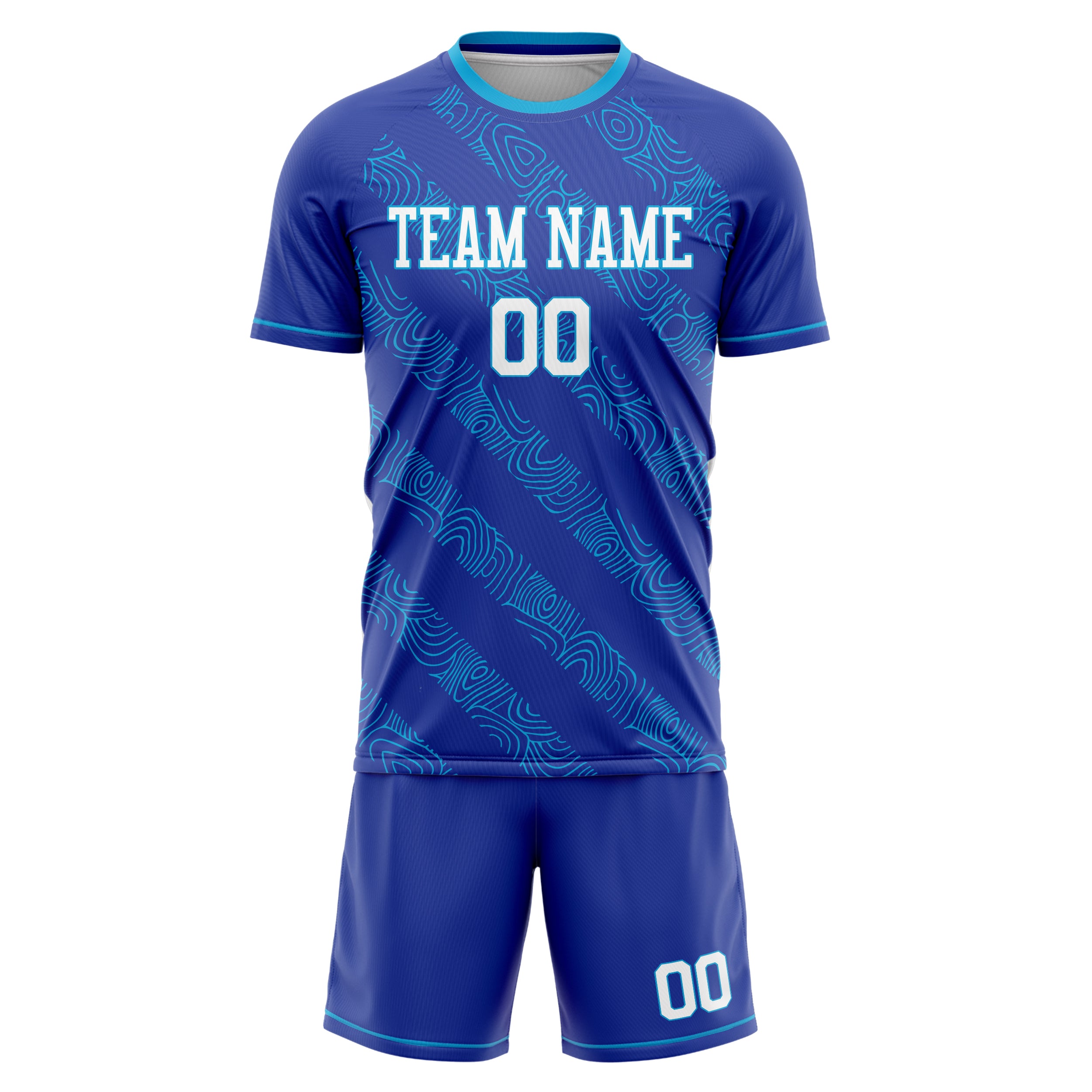 Custom Royal White Pattern Soccer Jersey