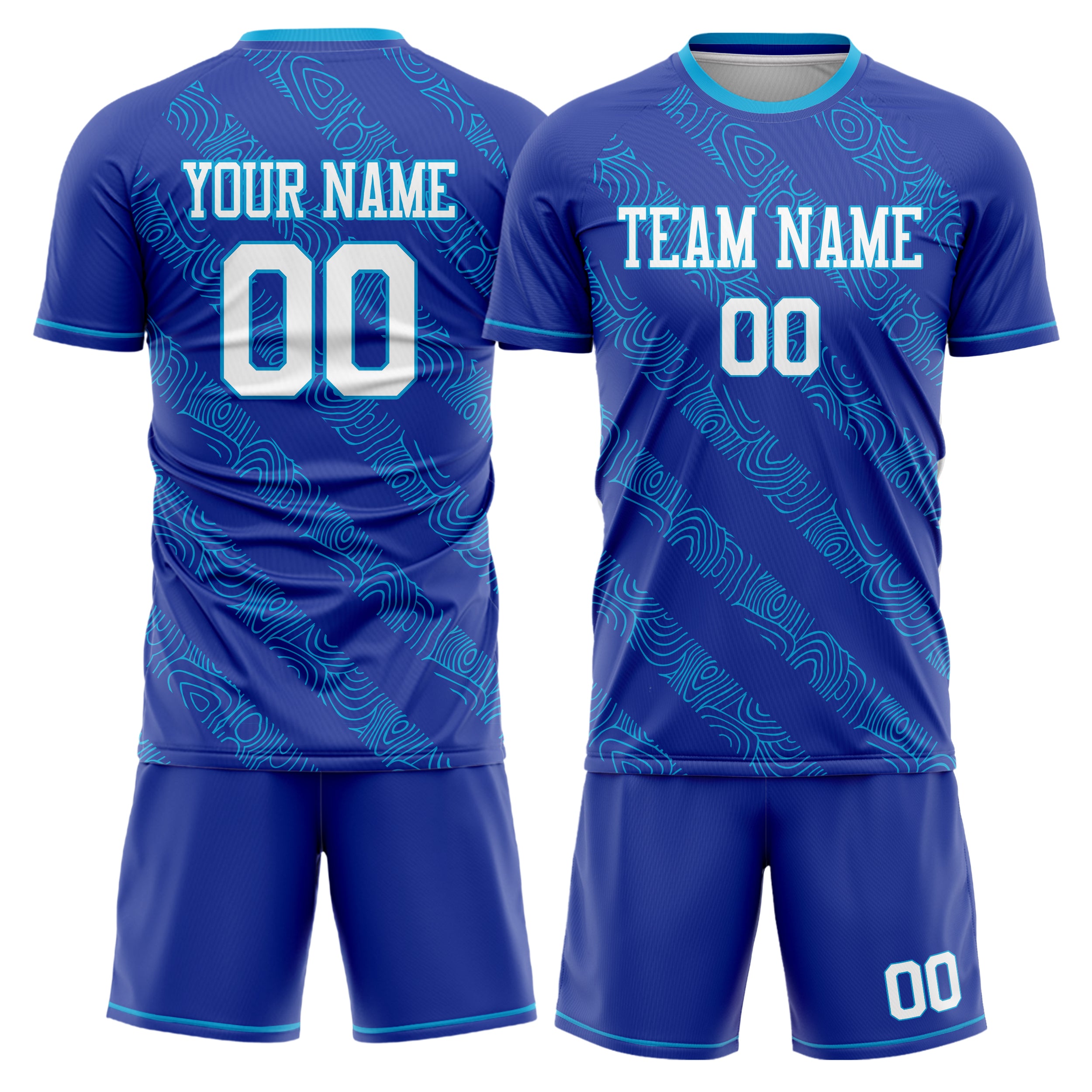 Custom Royal White Pattern Soccer Jersey