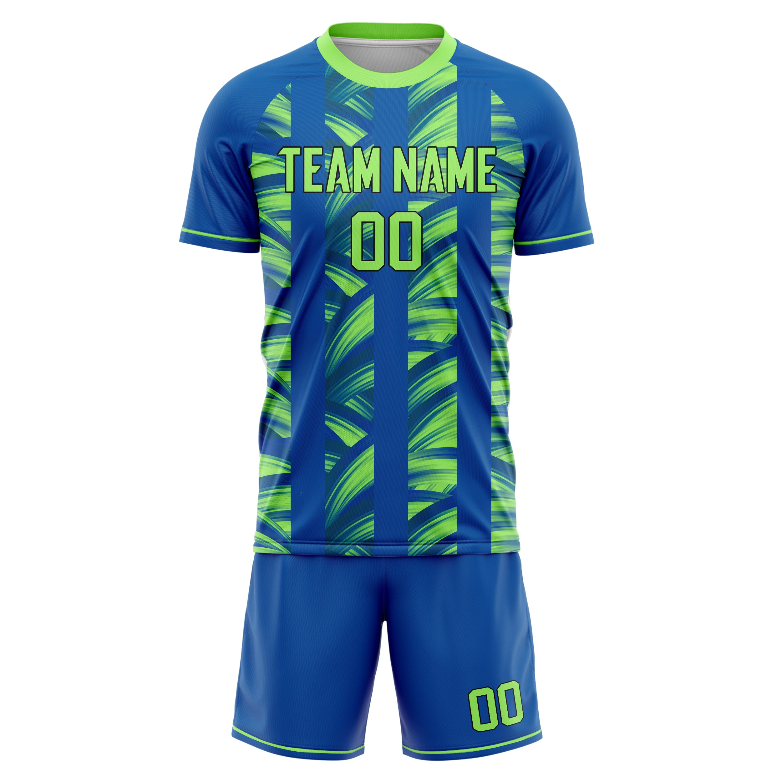 Custom Royal Neon Green Pattern Soccer Jersey