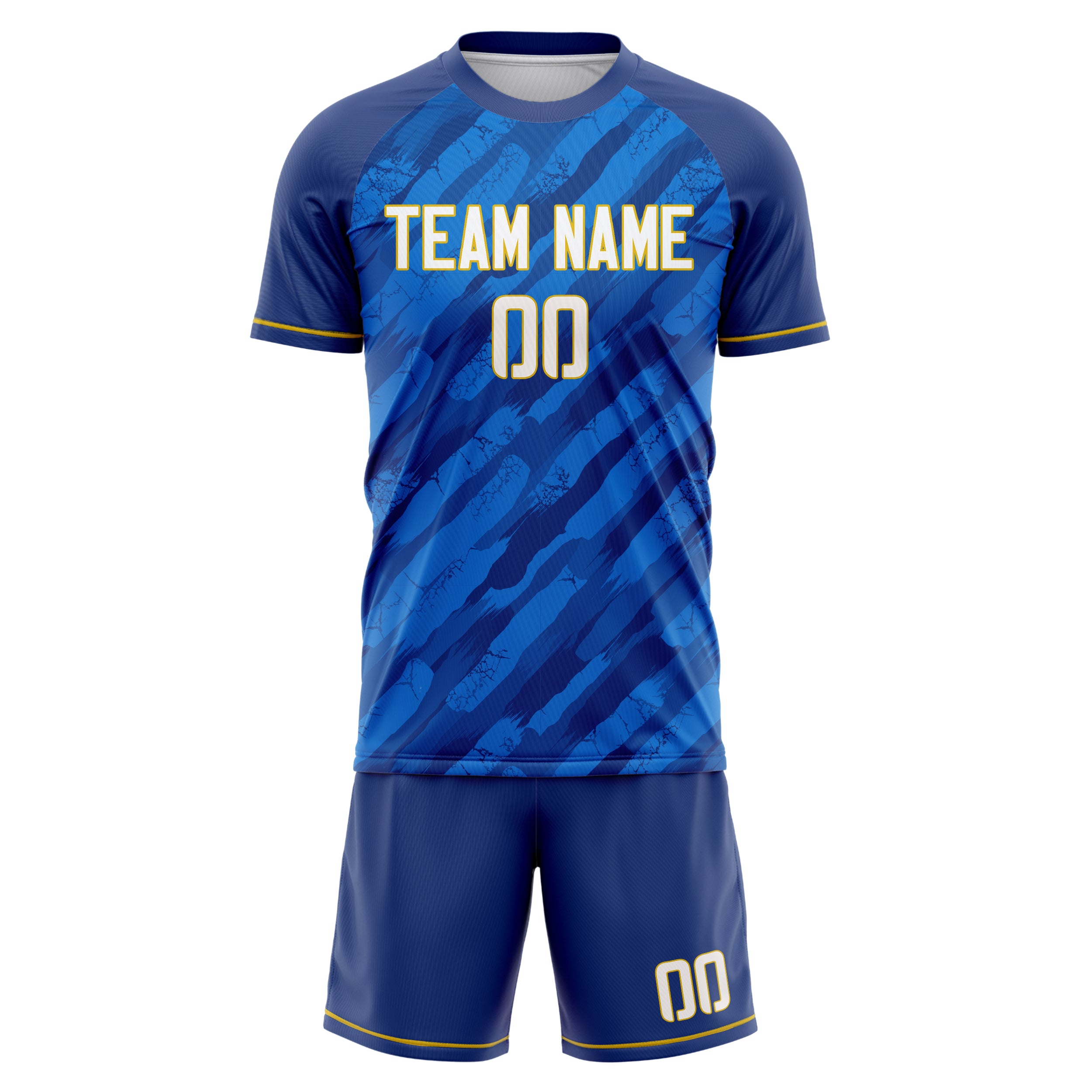 Custom Royal White Pattern Soccer Jersey