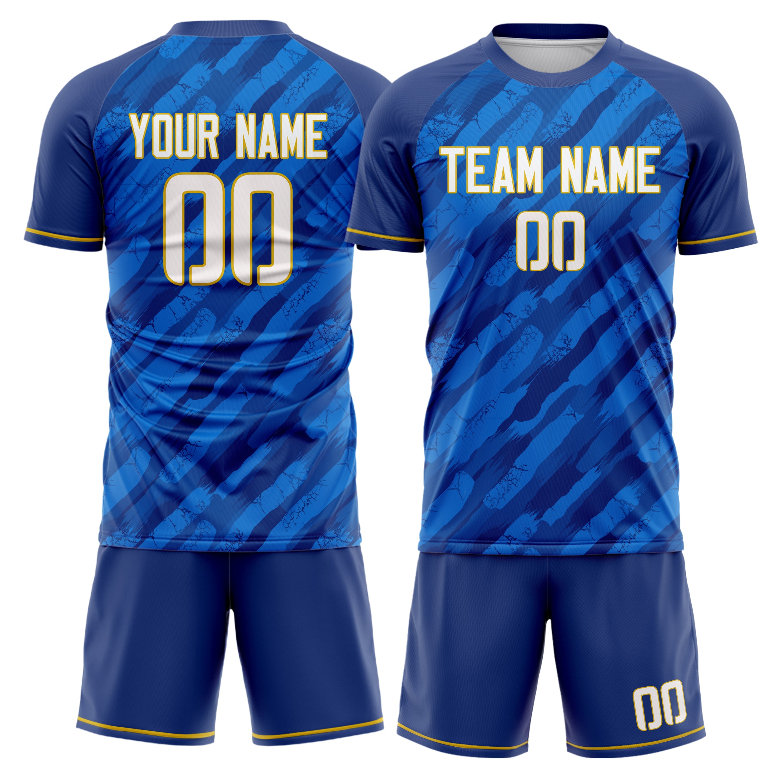 Custom Royal White Pattern Soccer Jersey