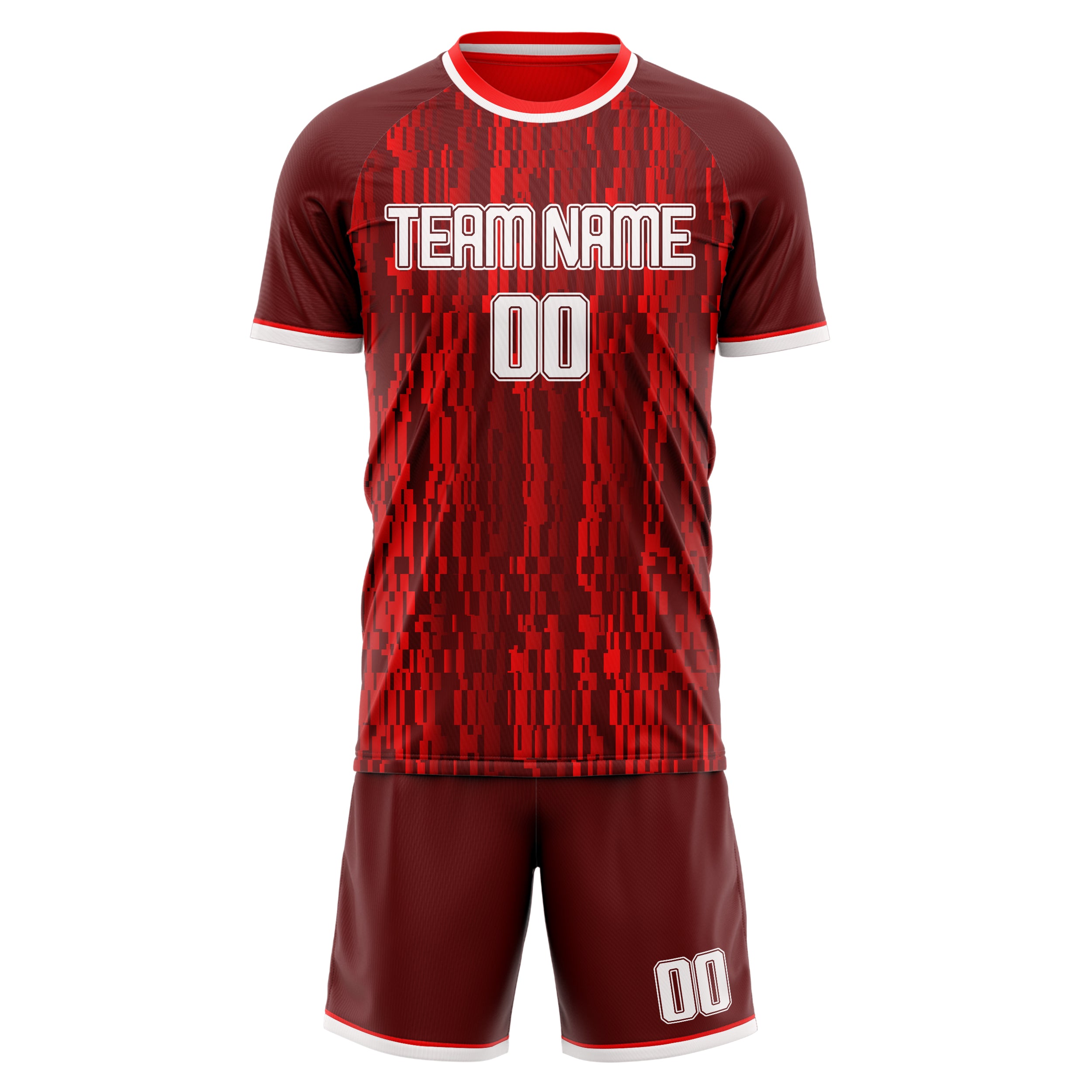 Custom Red White Pattern Soccer Jersey