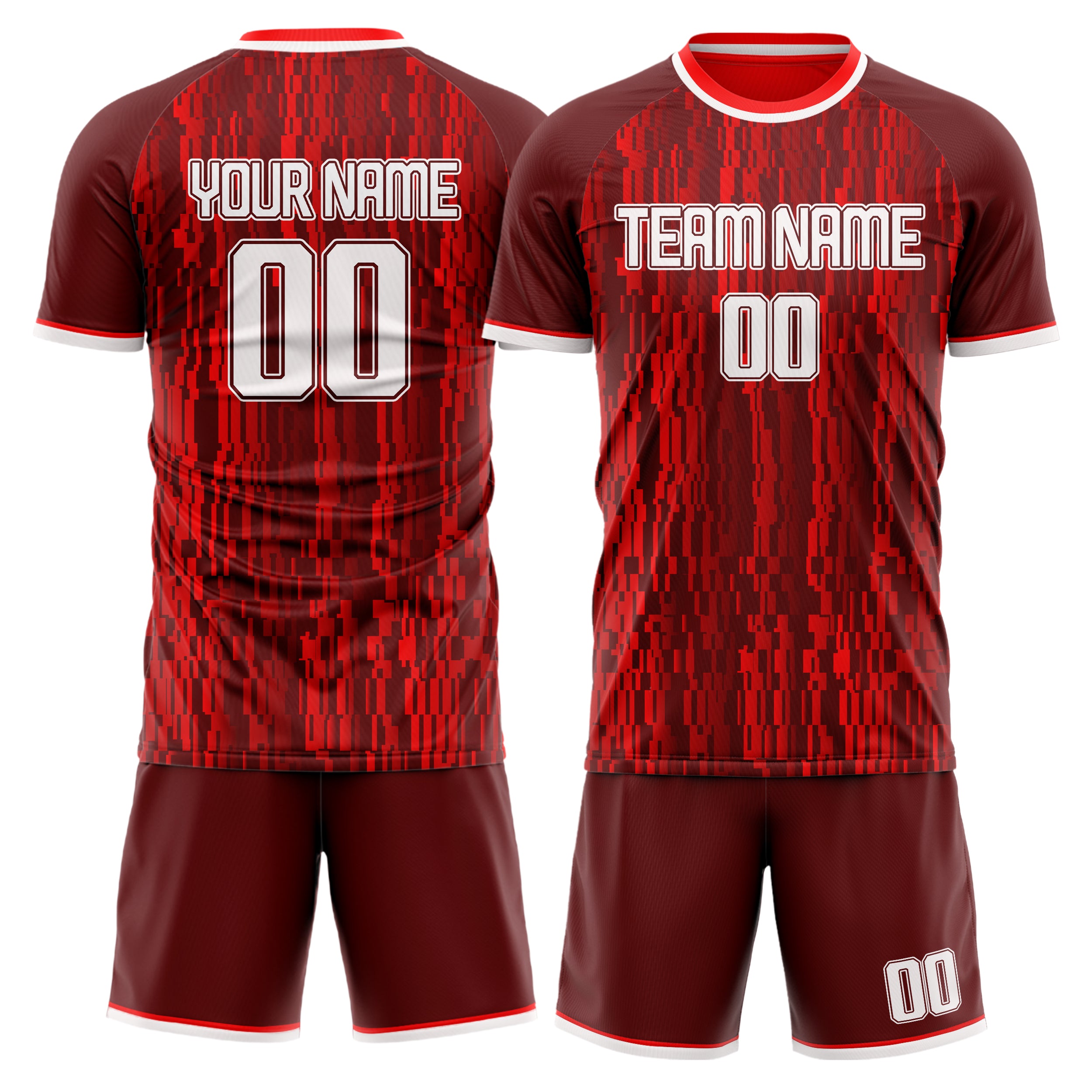 Custom Red White Pattern Soccer Jersey