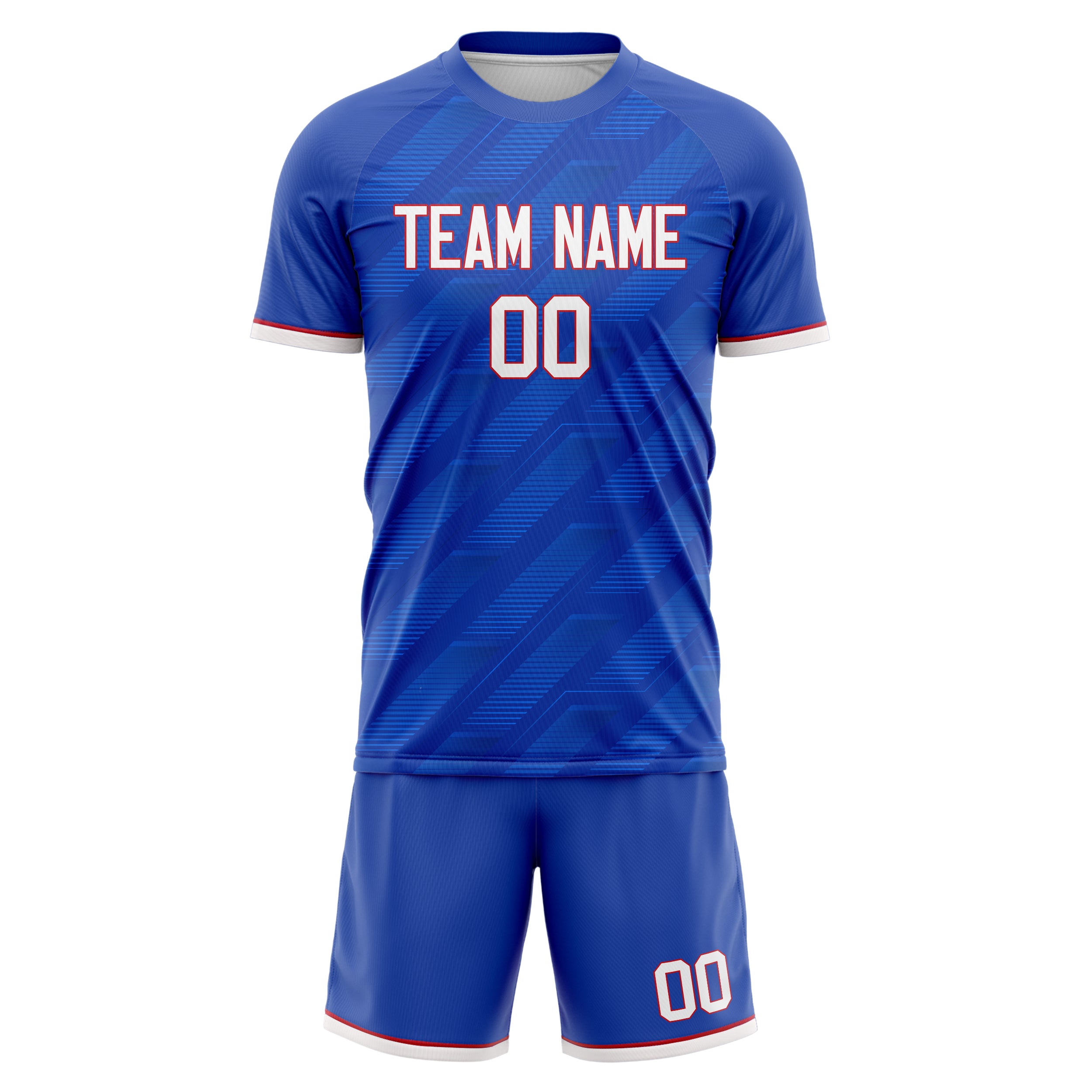 Custom Royal White Pattern Soccer Jersey