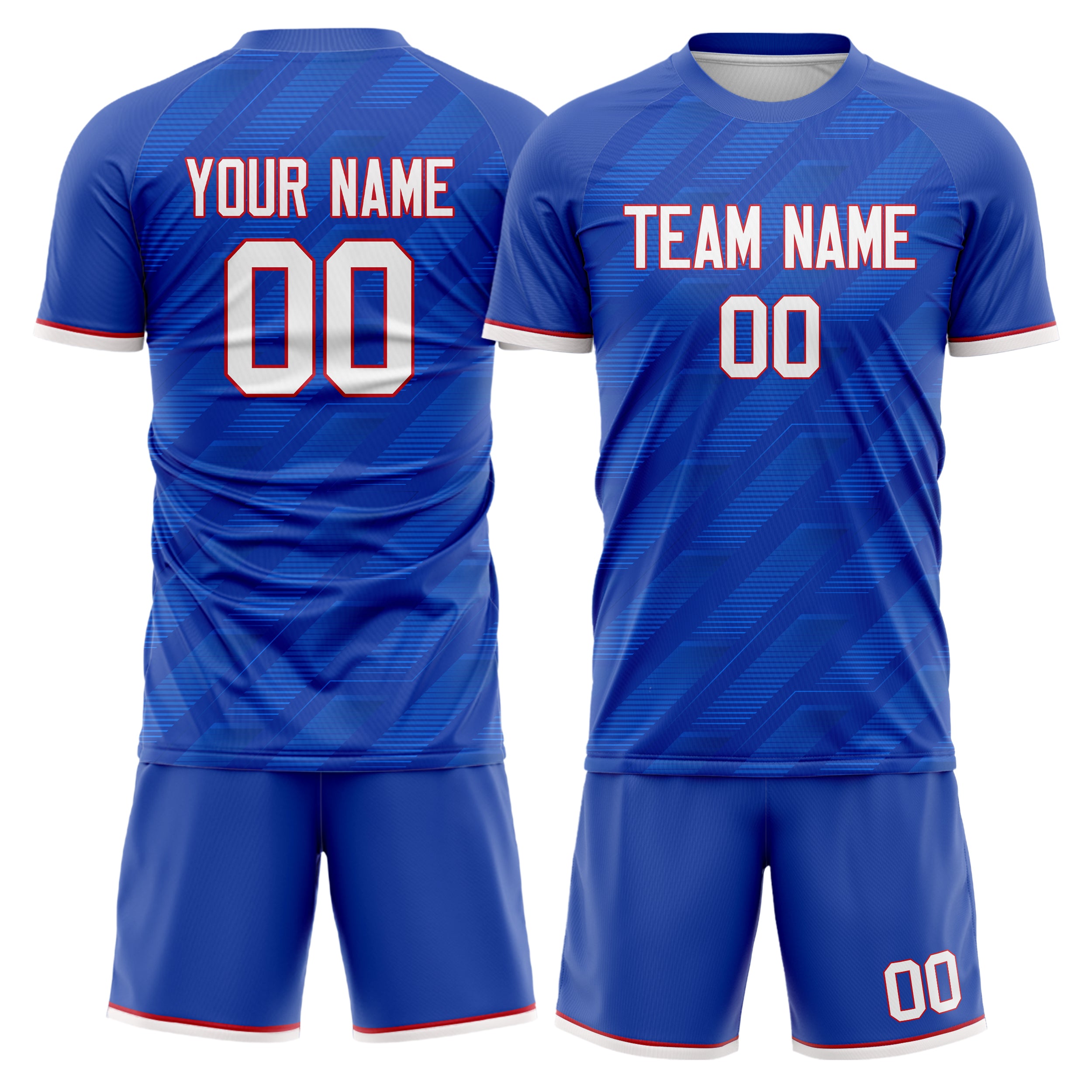 Custom Royal White Pattern Soccer Jersey
