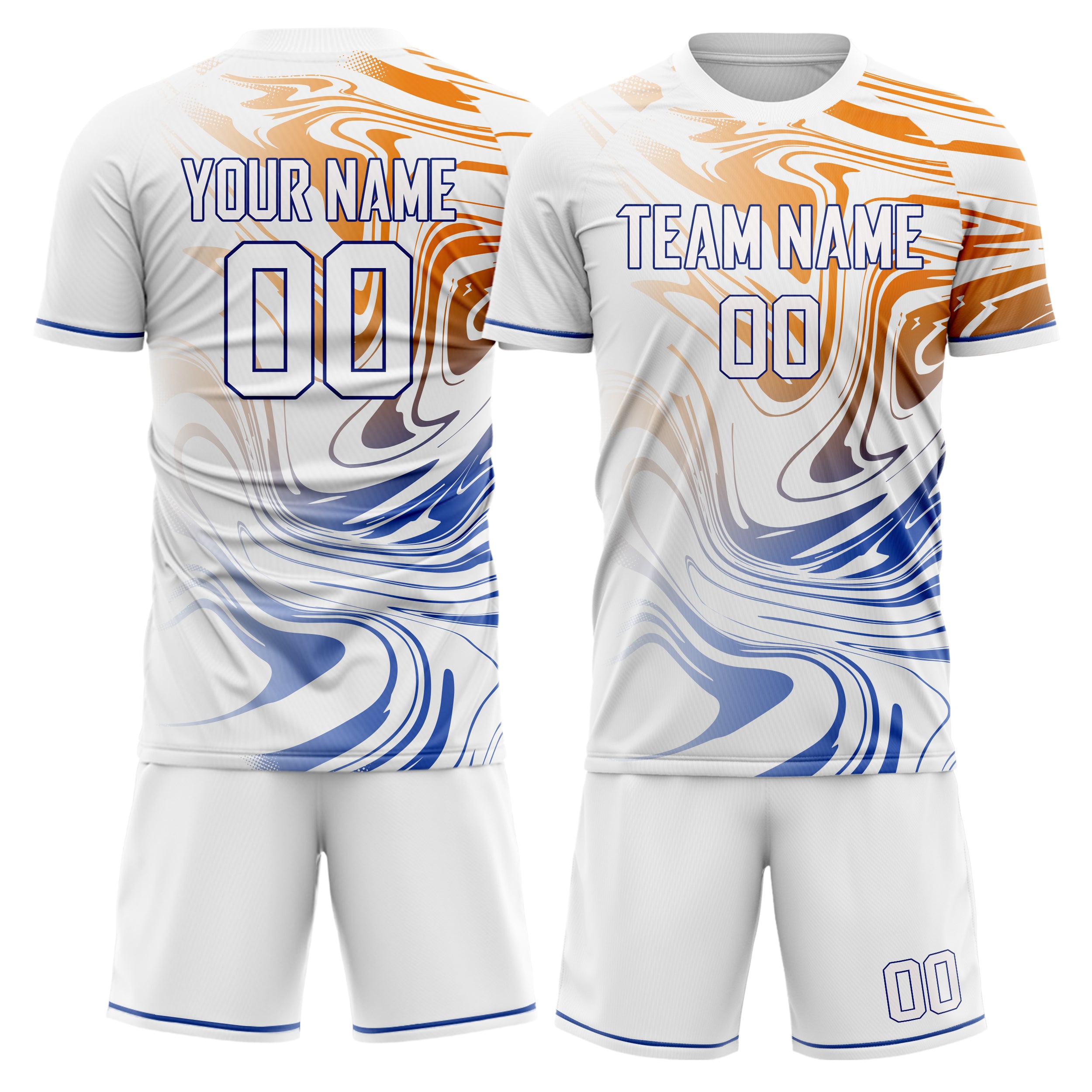 Custom White Blue Pattern Soccer Jersey