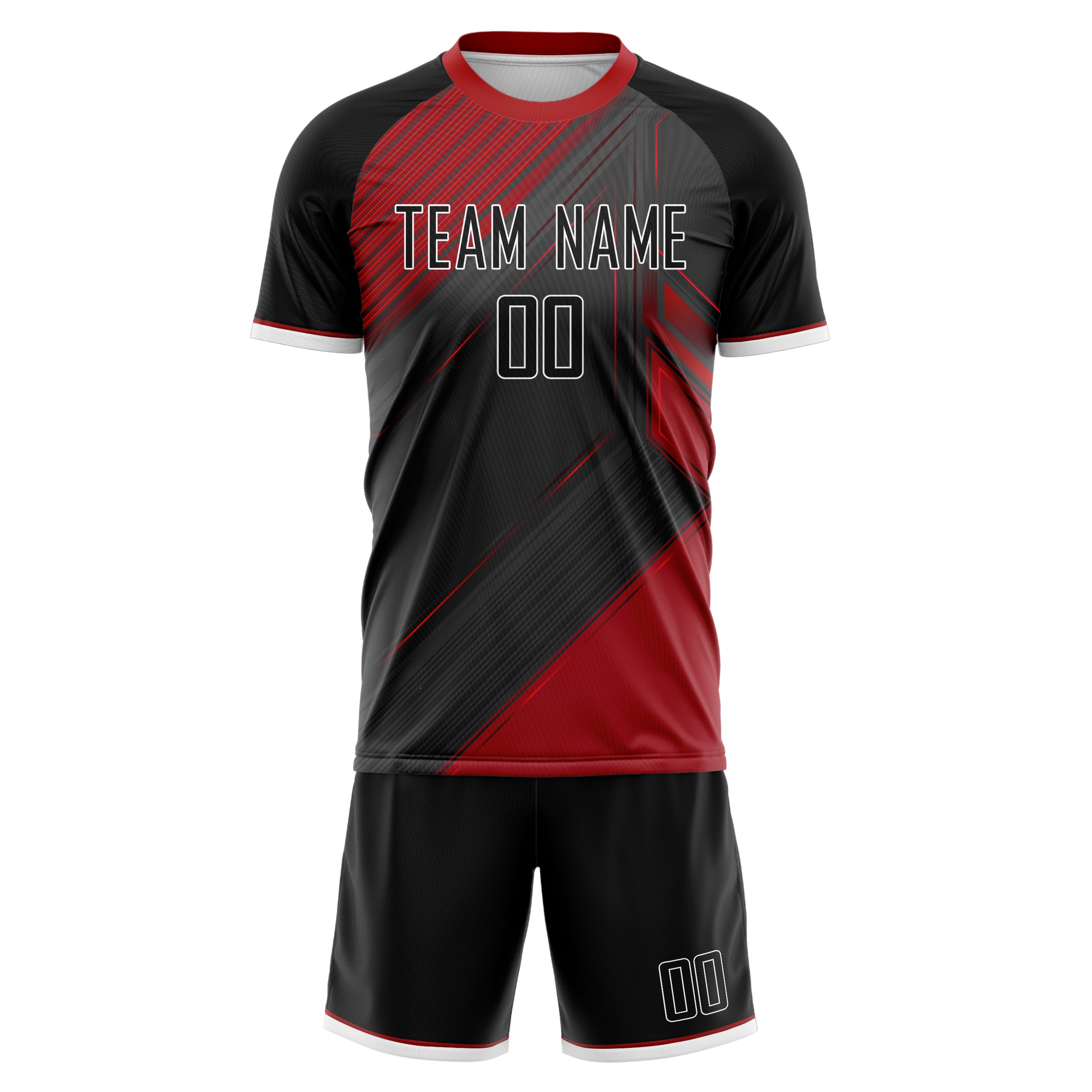 Custom Gray Red Pattern Soccer Jersey
