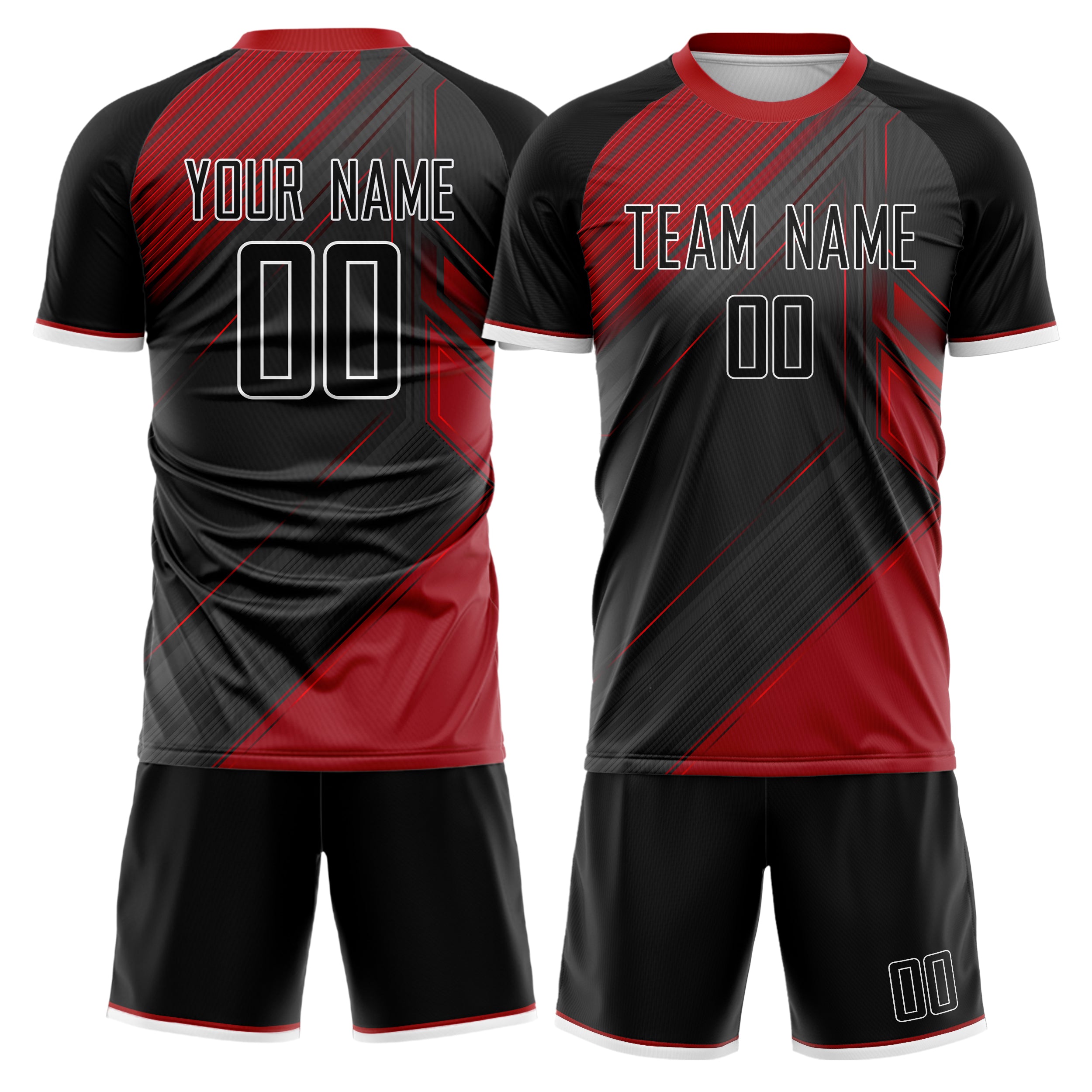 Custom Gray Red Pattern Soccer Jersey