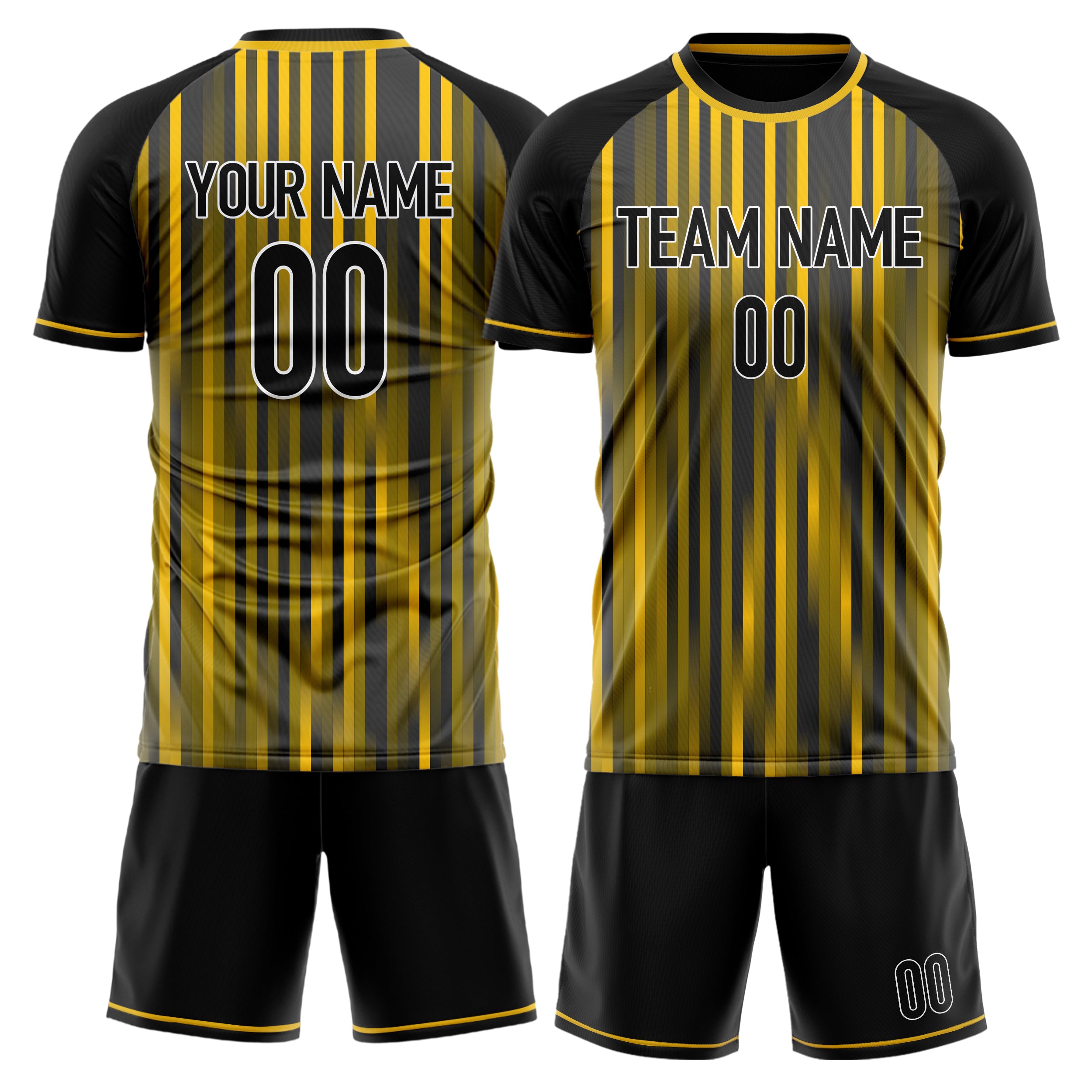 Custom Gold Black Pattern Soccer Jersey
