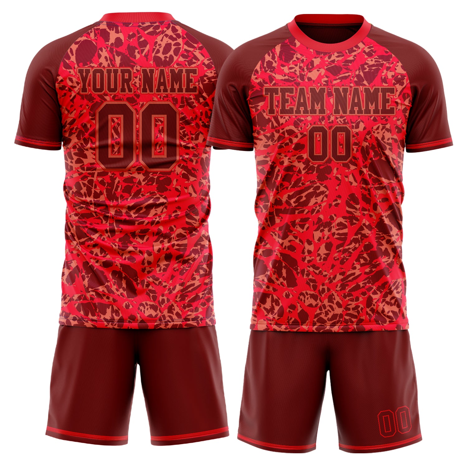 Custom Red Crimson Pattern Soccer Jersey