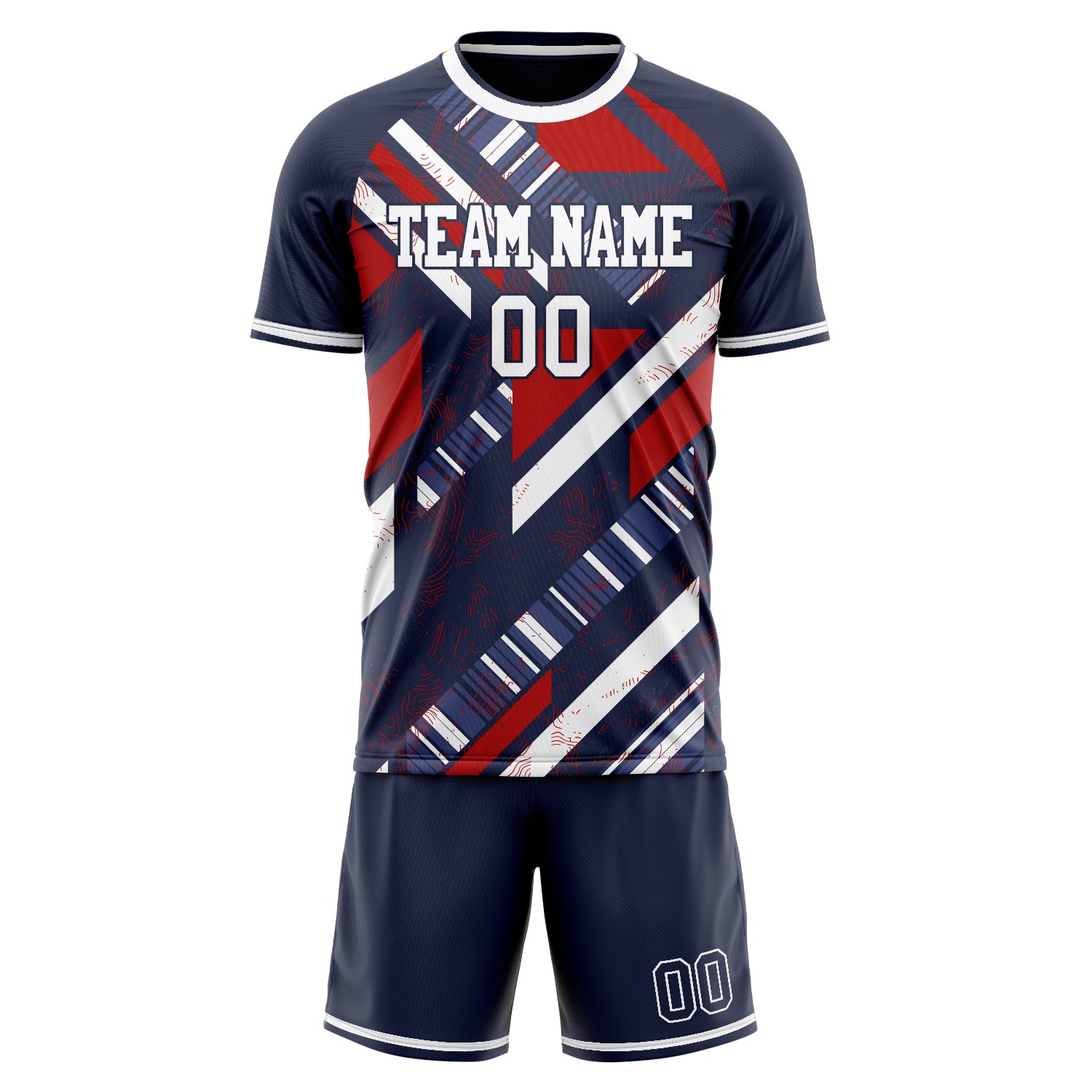Custom Navy White Pattern Soccer Jersey