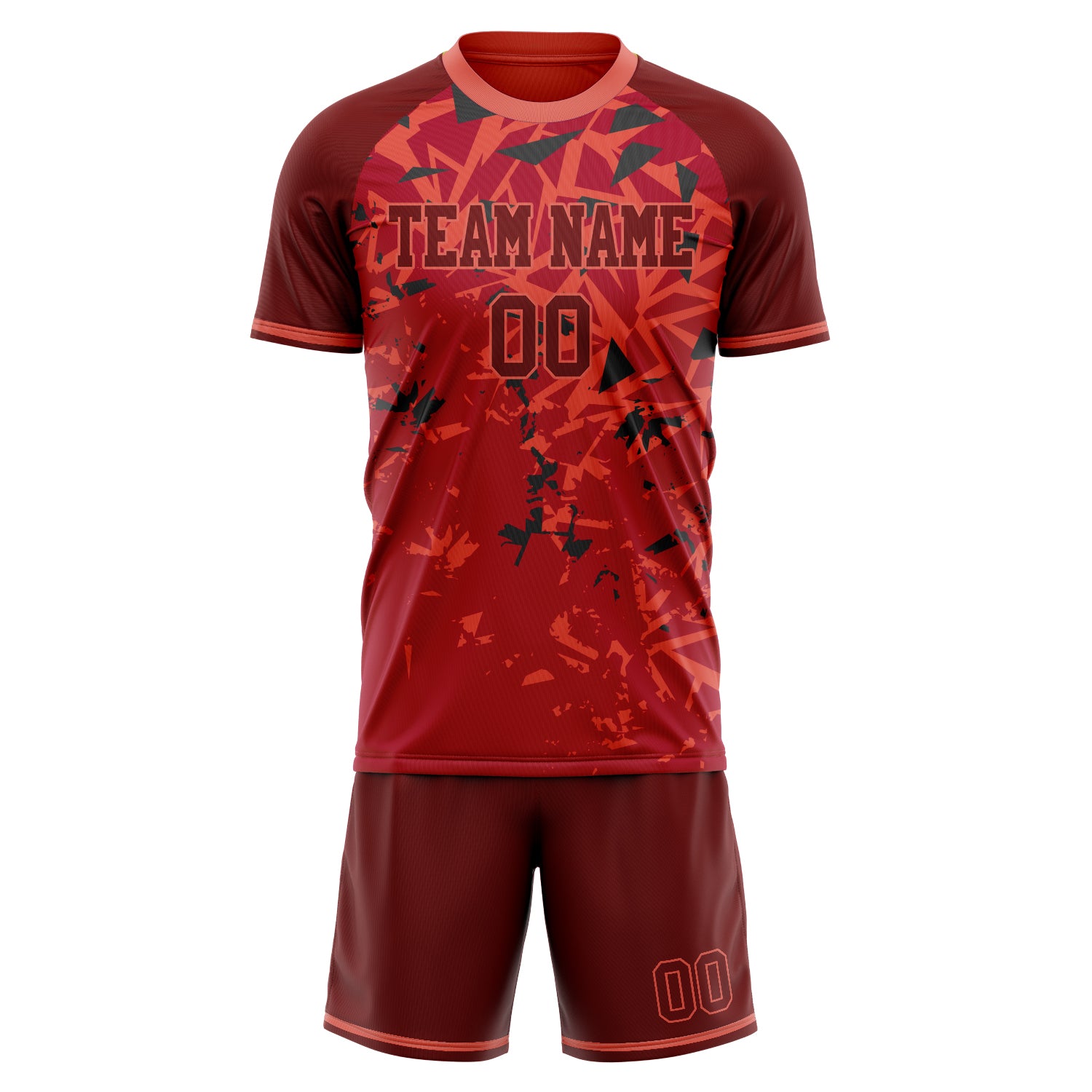 Custom Red Black Pattern Soccer Jersey