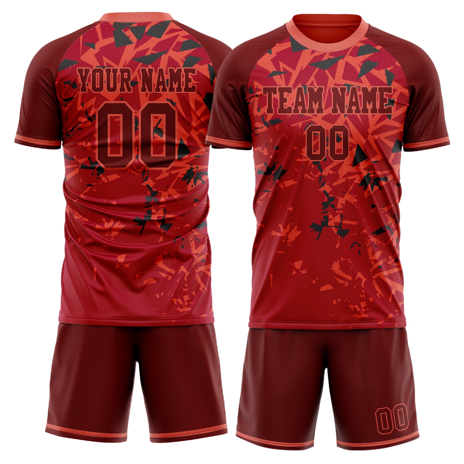 Custom Red Black Pattern Soccer Jersey