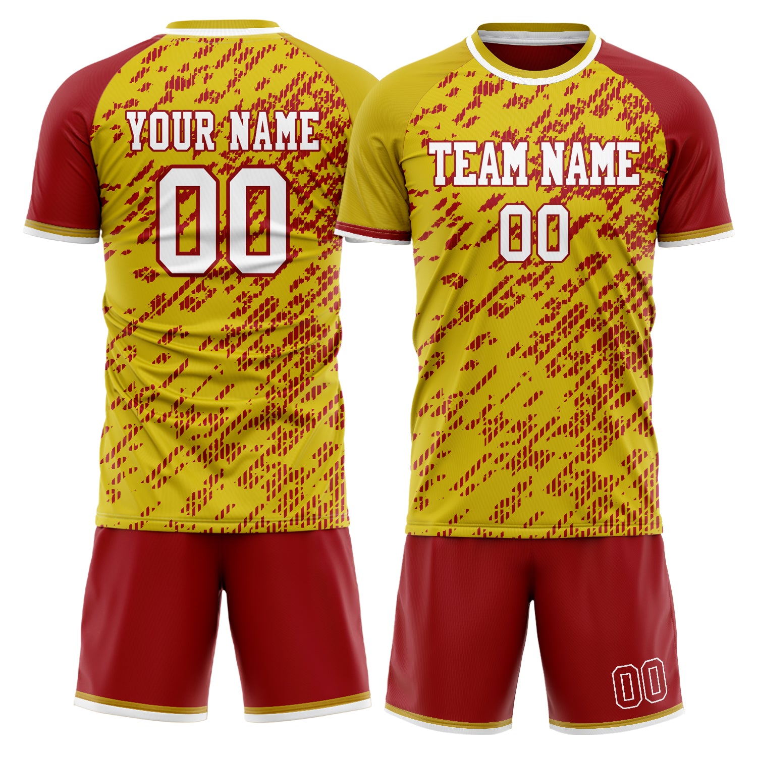 Custom Gold Red Pattern Soccer Jersey