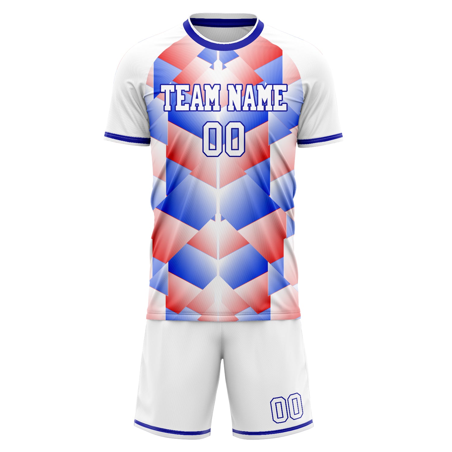 Custom White Blue Pattern Soccer Jersey