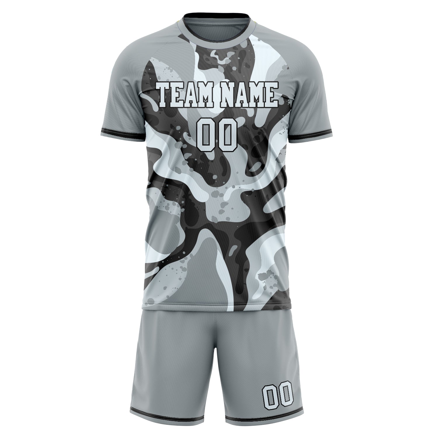 Custom Gray Black Pattern Soccer Jersey