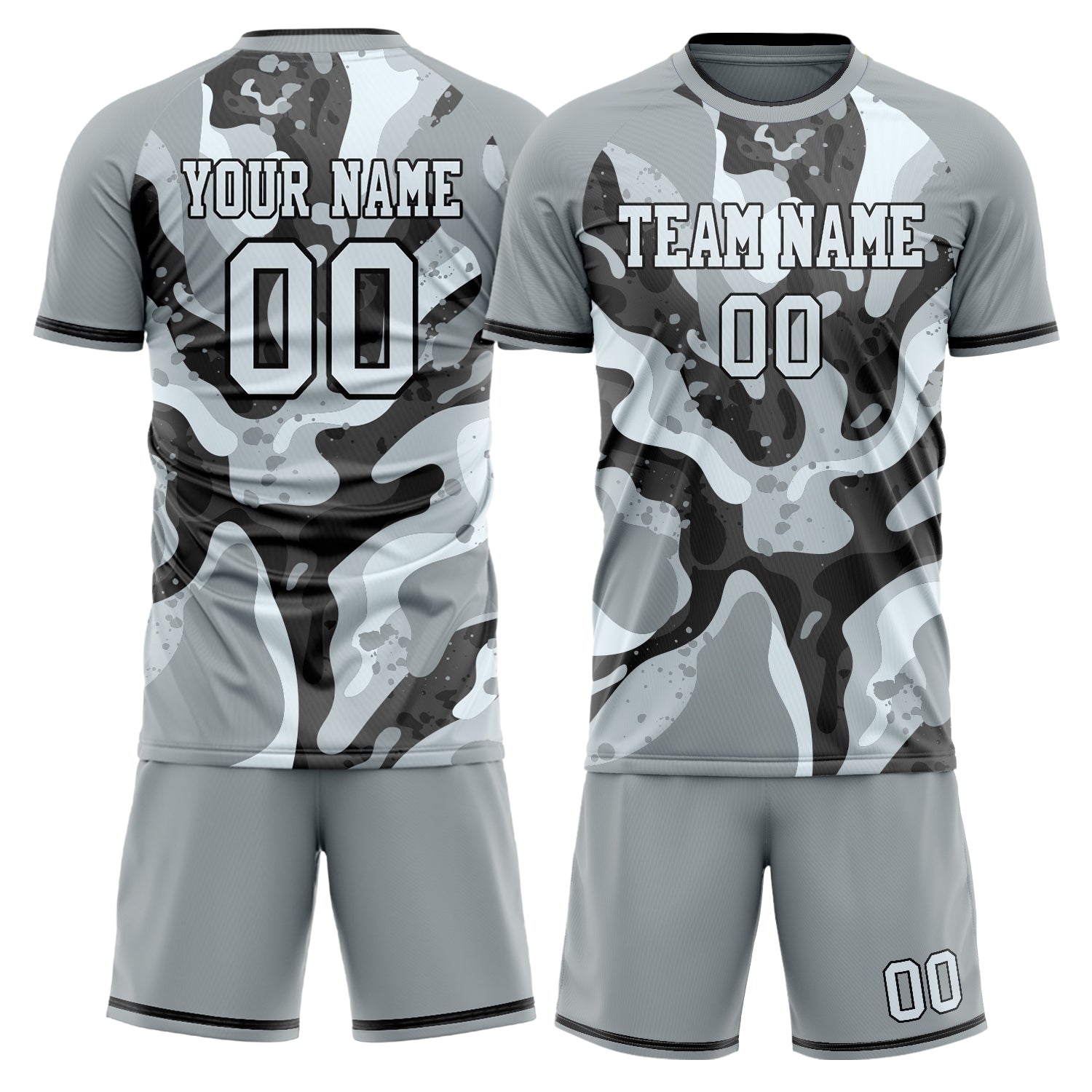 Custom Gray Black Pattern Soccer Jersey