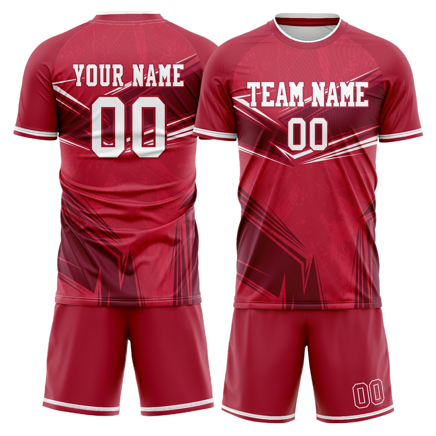 Custom Red White Pattern Soccer Jersey